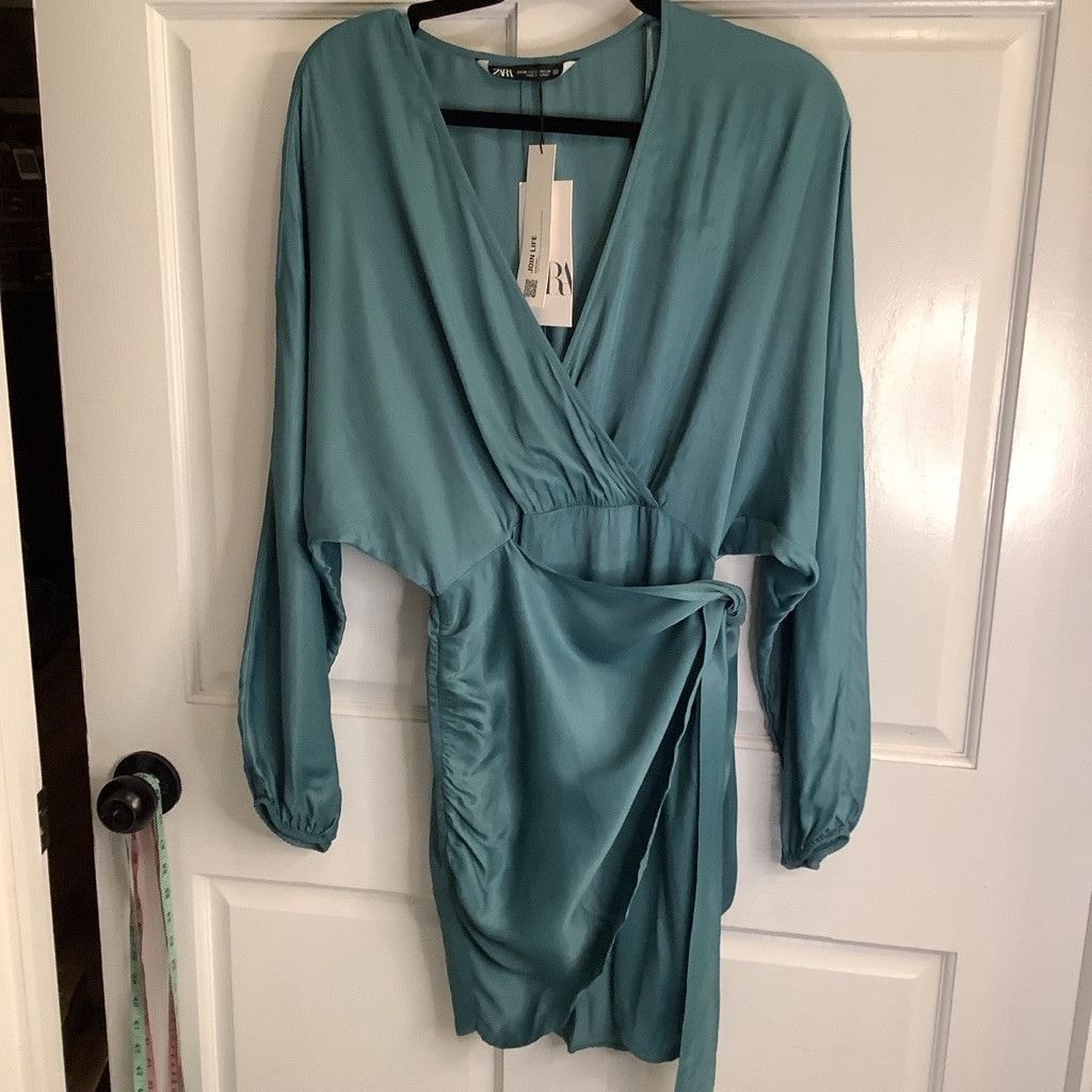 Zara Women's Zara wrap Dress XS Teal Size XS / US 0-2 / IT 36-38 - 1 Thumbnail