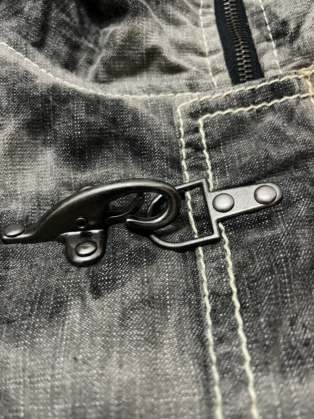 Japanese Brand Black Distress denim hoodie Allix design six pocket jacket Size US L / EU 52-54 / 3 - 10 Thumbnail