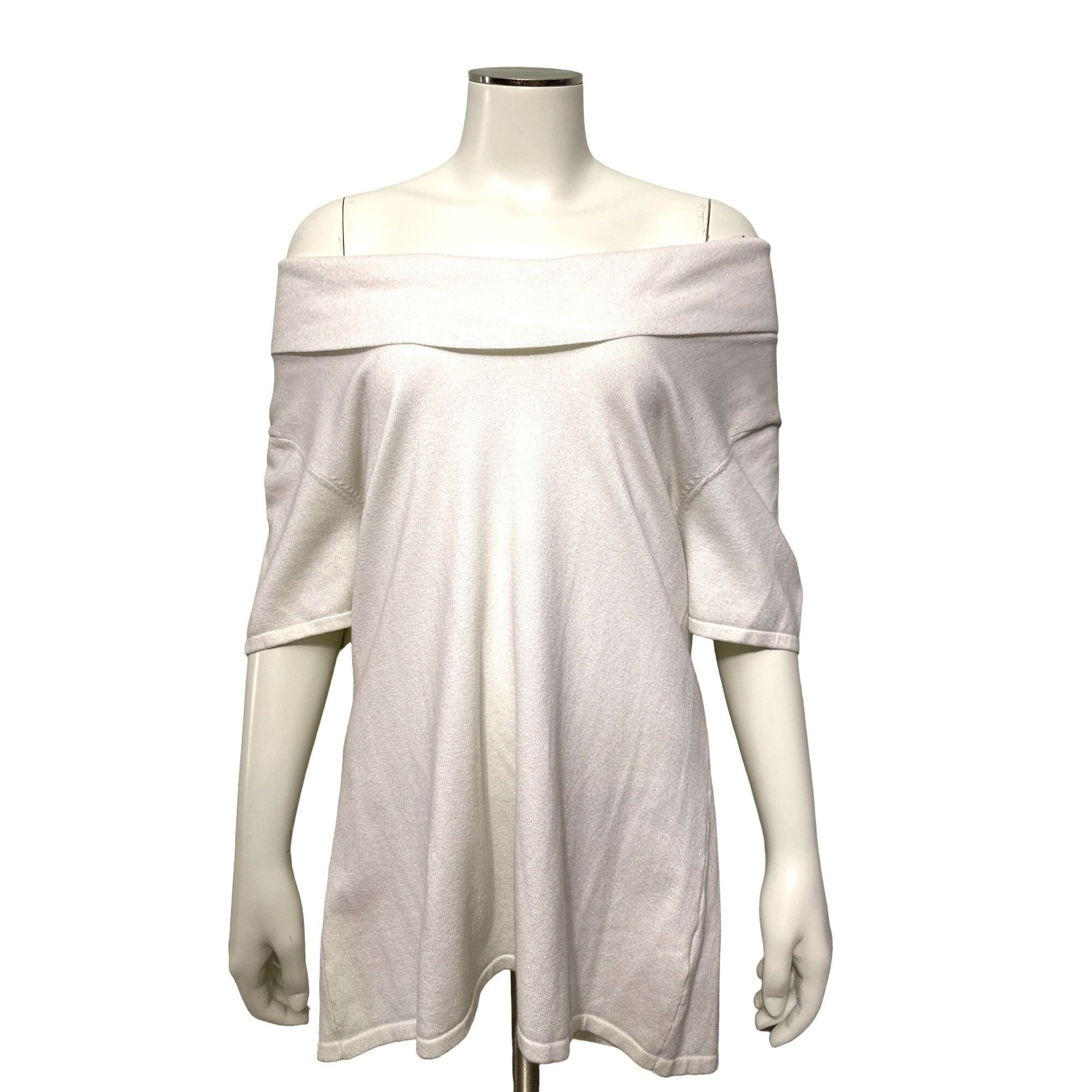 Other Alex Marie Off Shoulder Knit Top Size Large White Stretch Fa Size L / US 10 / IT 46 - 9 Thumbnail