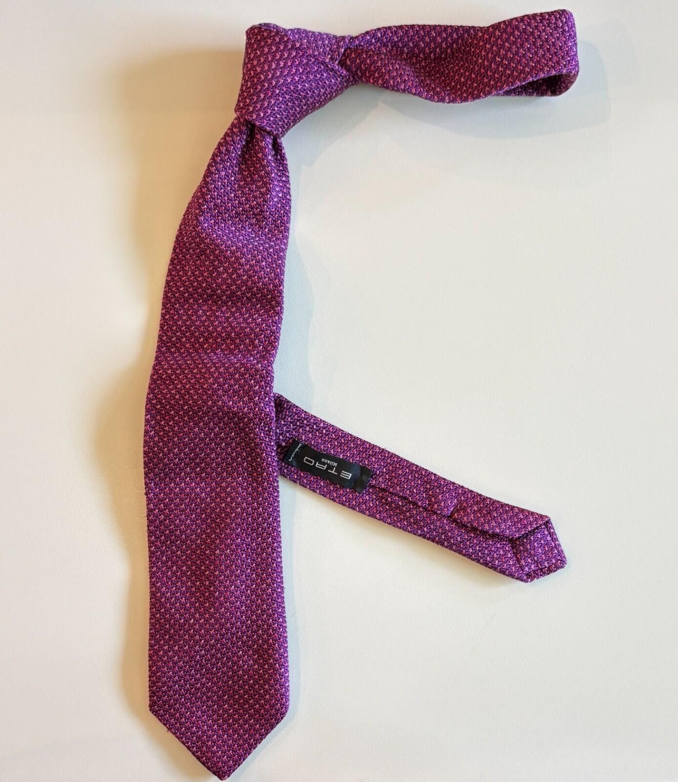Etro Etro Milano Silk Tie Purple Textured Woven Made in Italy Size ONE SIZE - 1 Thumbnail