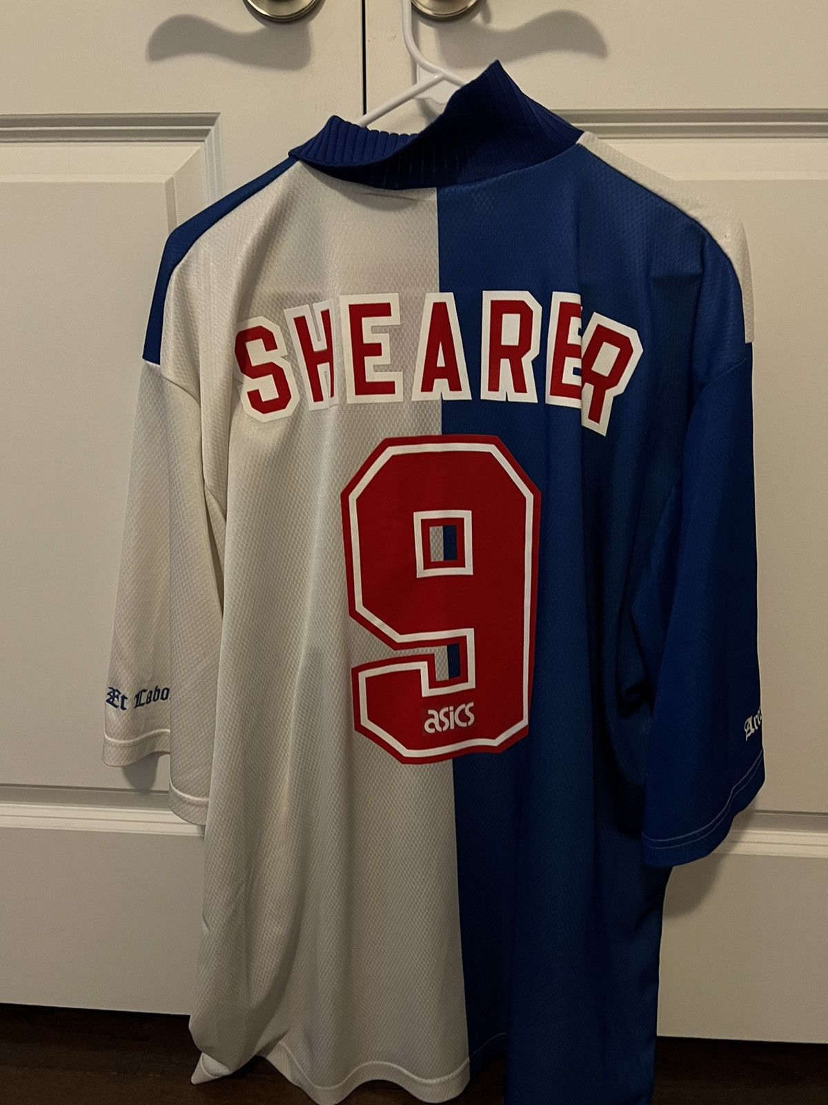 image of Vintage Alan Shearer Blackburn Rovers Asics Shirt in Blue, Men's (Size 2XL)