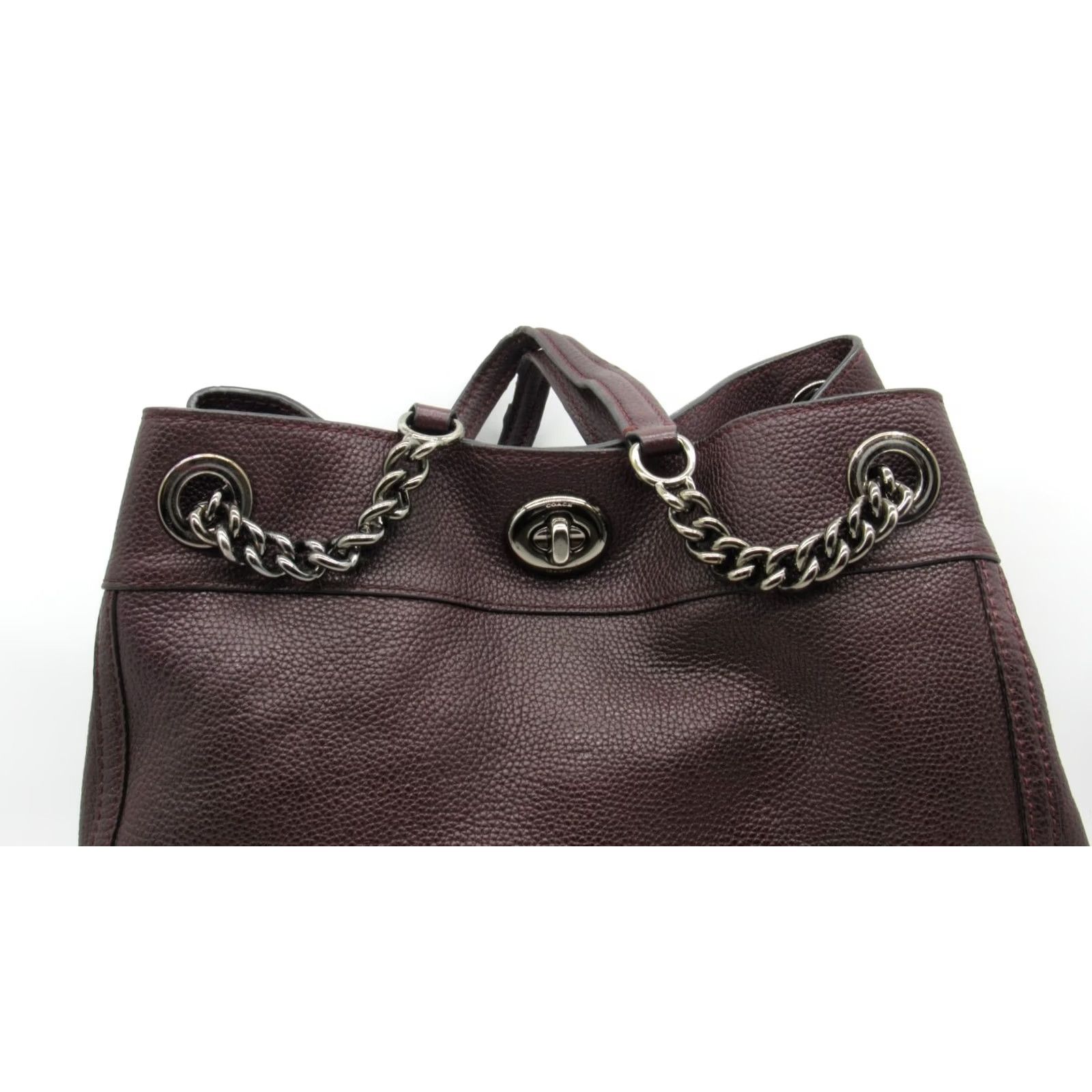 Coach VINTAGE COACH Edie Turnlock Shoulder Handbag Cherry Brown Pebbled Leather Women Medium Size ONE SIZE - 2 Thumbnail