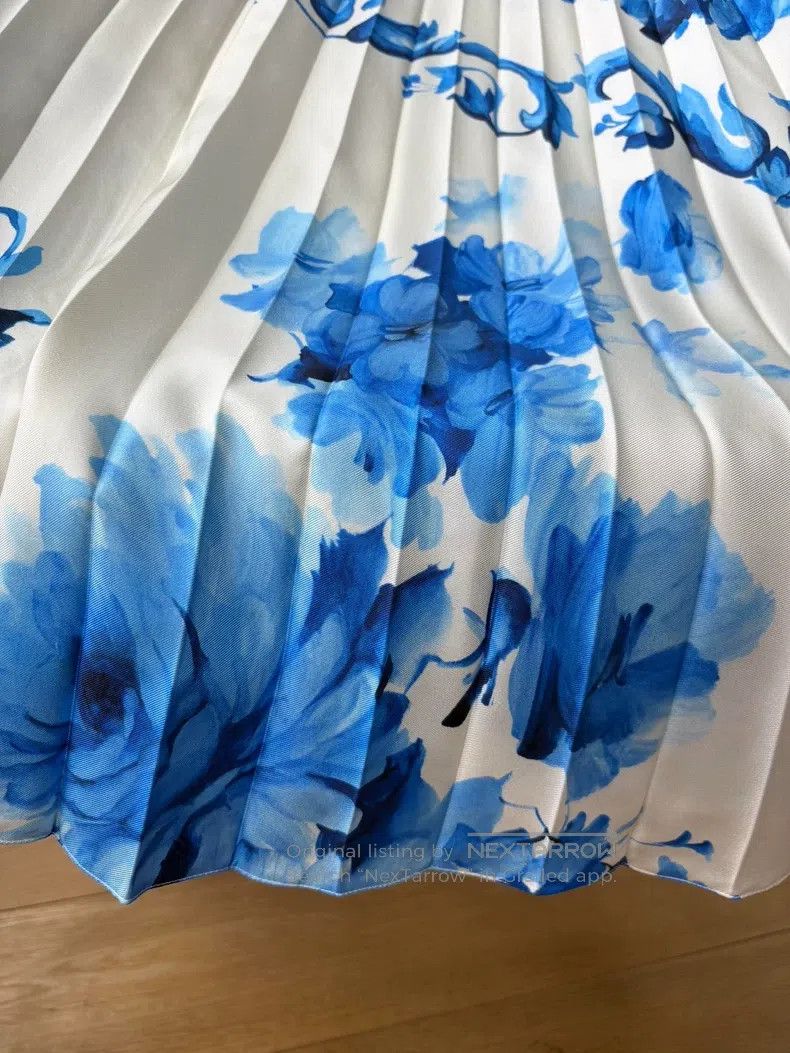 Valentino Valentino Blue and white blue and white porcelain streamer Size S / US 4 / IT 40 - 4 Thumbnail