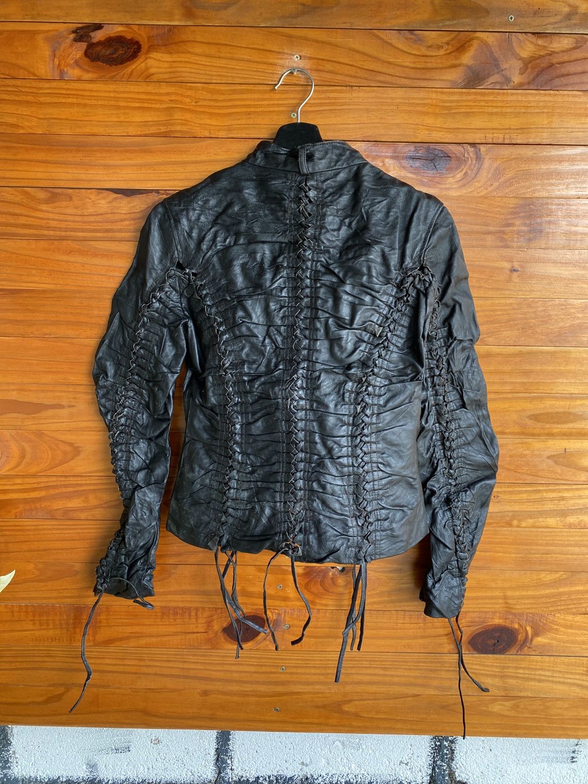 Genuine Leather Tilt Jeans Black Leather Lace-Up Corset Jacket Gothic Style Size S / US 4 / IT 40 - 8 Thumbnail