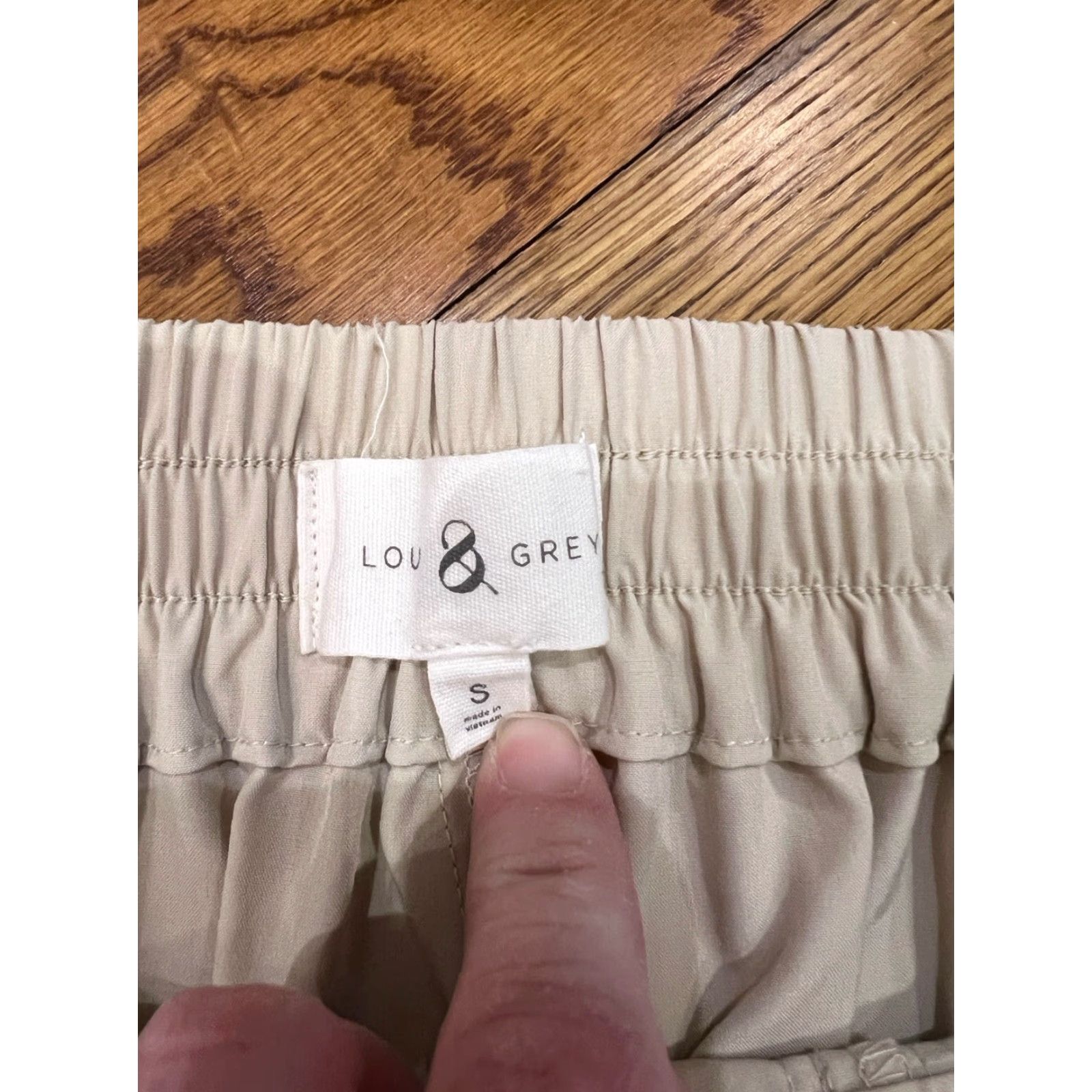 Lou & Grey Lou & Grey Pants Womens S Beige Cargo Wide-Leg Pull On Elastic Waist High Rise Inseam 31" Bohemian Pockets Size 28" / US 6 / IT 42 - 3 Thumbnail