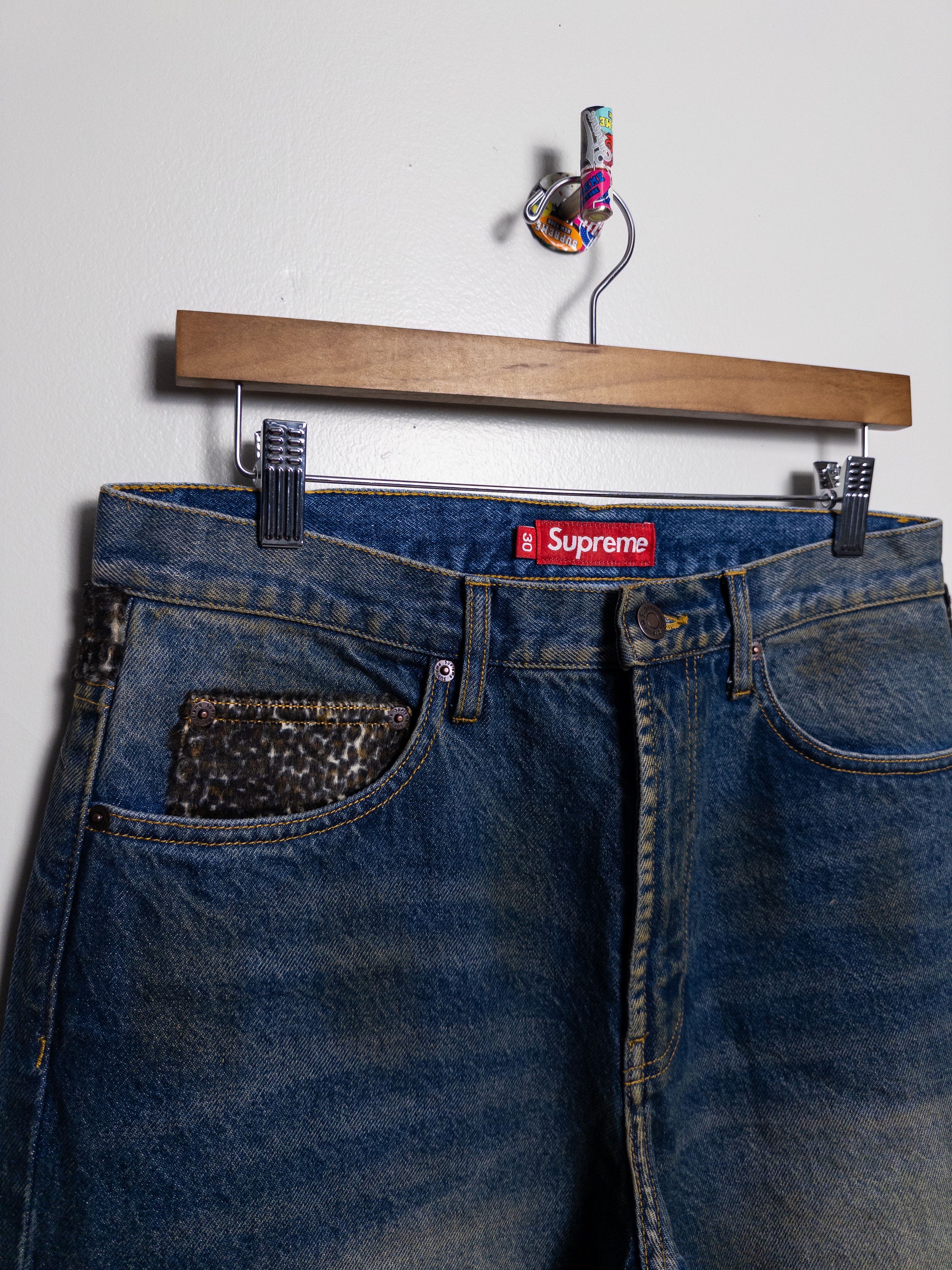 Supreme LEOPARD FAUX FUR LOOSE FIT JEANS Size US 30 / EU 46 - 4 Thumbnail
