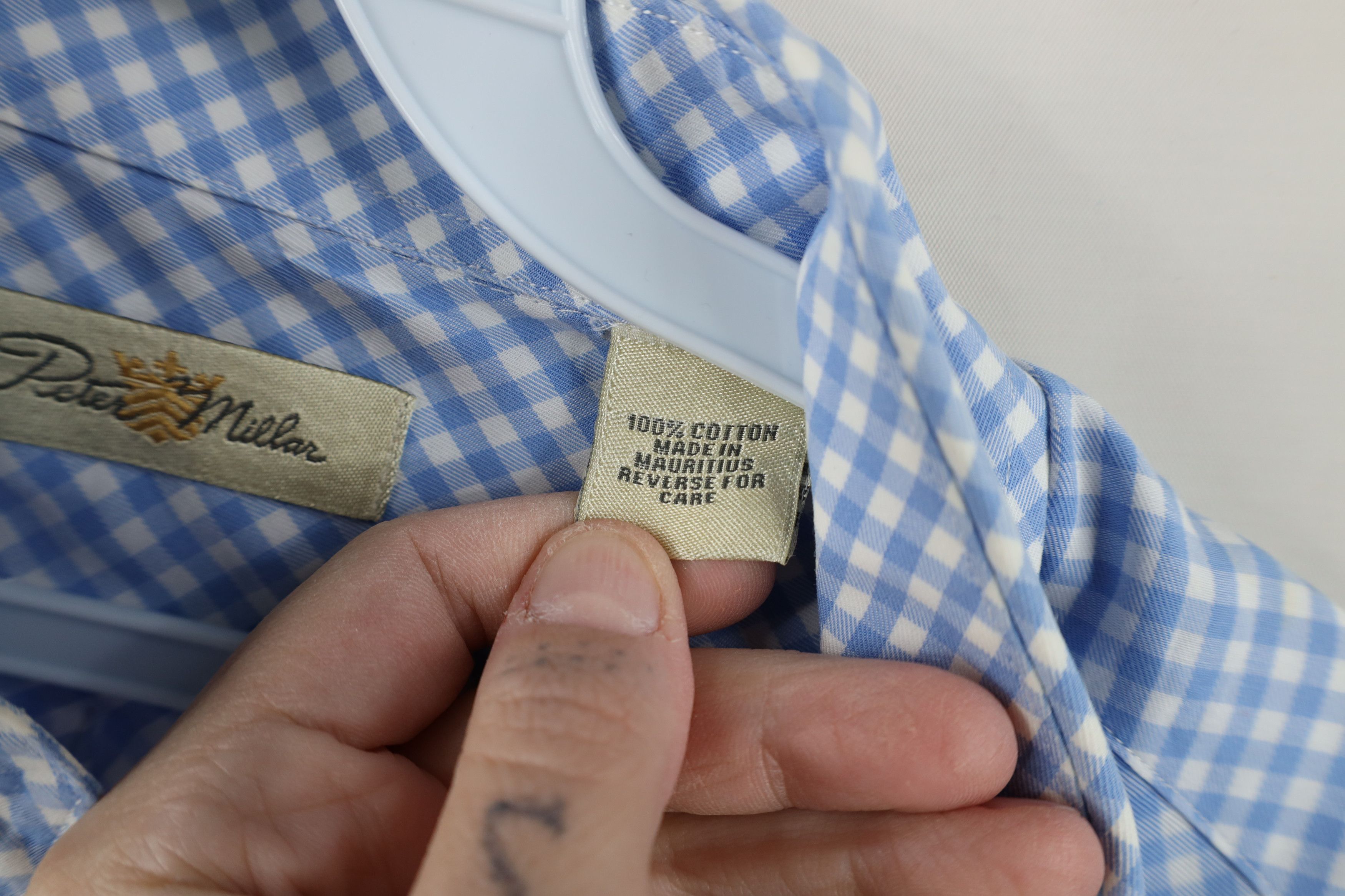 Peter Millar Peter Millar Gingham Collared Button Down Shirt Blue Cotton Size US M / EU 48-50 / 2 - 7 Thumbnail