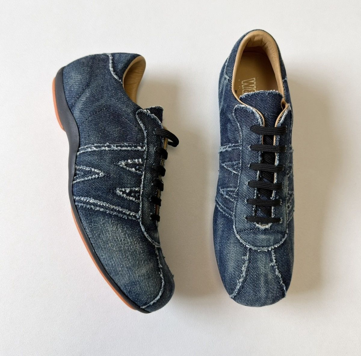 Walter Van Beirendonck 1990s Washed Blue Denim ‘W’ Sneakers Size US 10 / EU 43 - 19 Thumbnail