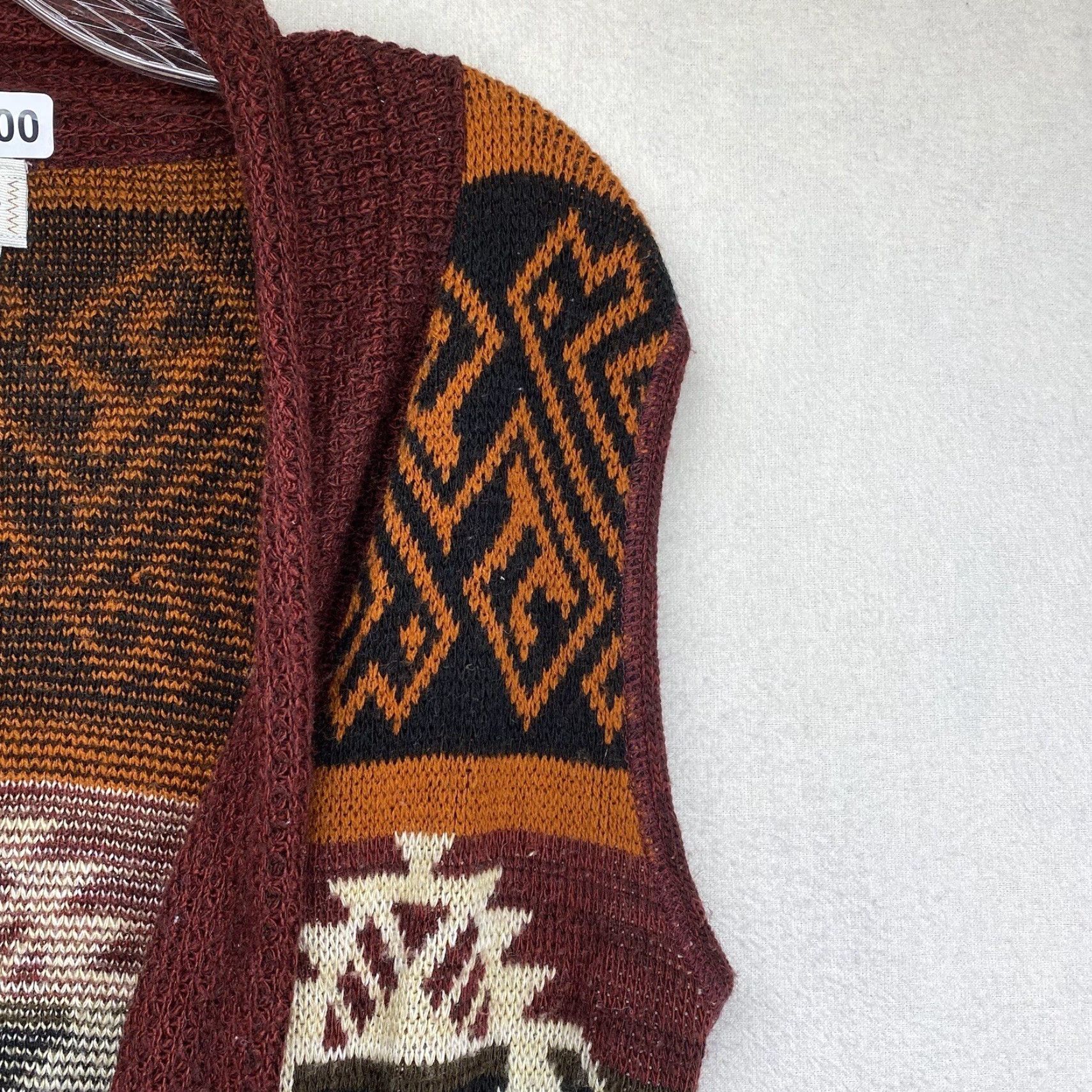 Vintage VINTAGE Daytrip Women's Kimono Vest Duster Coatigan Sleeveless Tribal Geometric Pattern Small Red Orange Casual Summer Spring Fall Women's Size S / US 4 / IT 40 - 6 Thumbnail