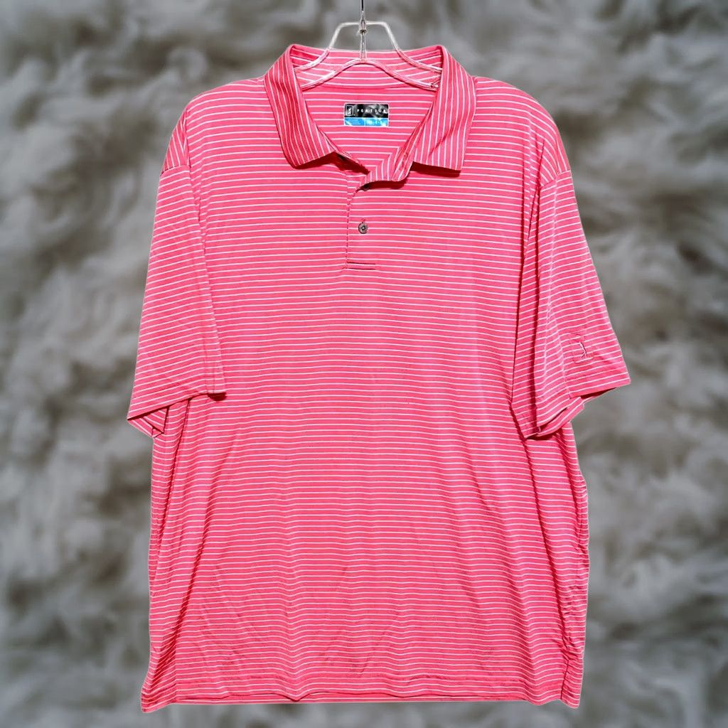 PGA Tour PGA Tour Polo Shirt Men L Striped Pink Short Sleeve Athletic Golf Core Activewear Resort Casual Shirt Size US L / EU 52-54 / 3 - 1 Thumbnail