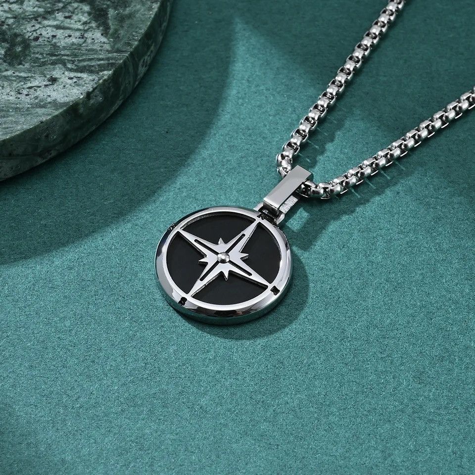 Jewelry × Vintage Compass Stainless Steel Chain Necklace Size ONE SIZE - 2 Thumbnail