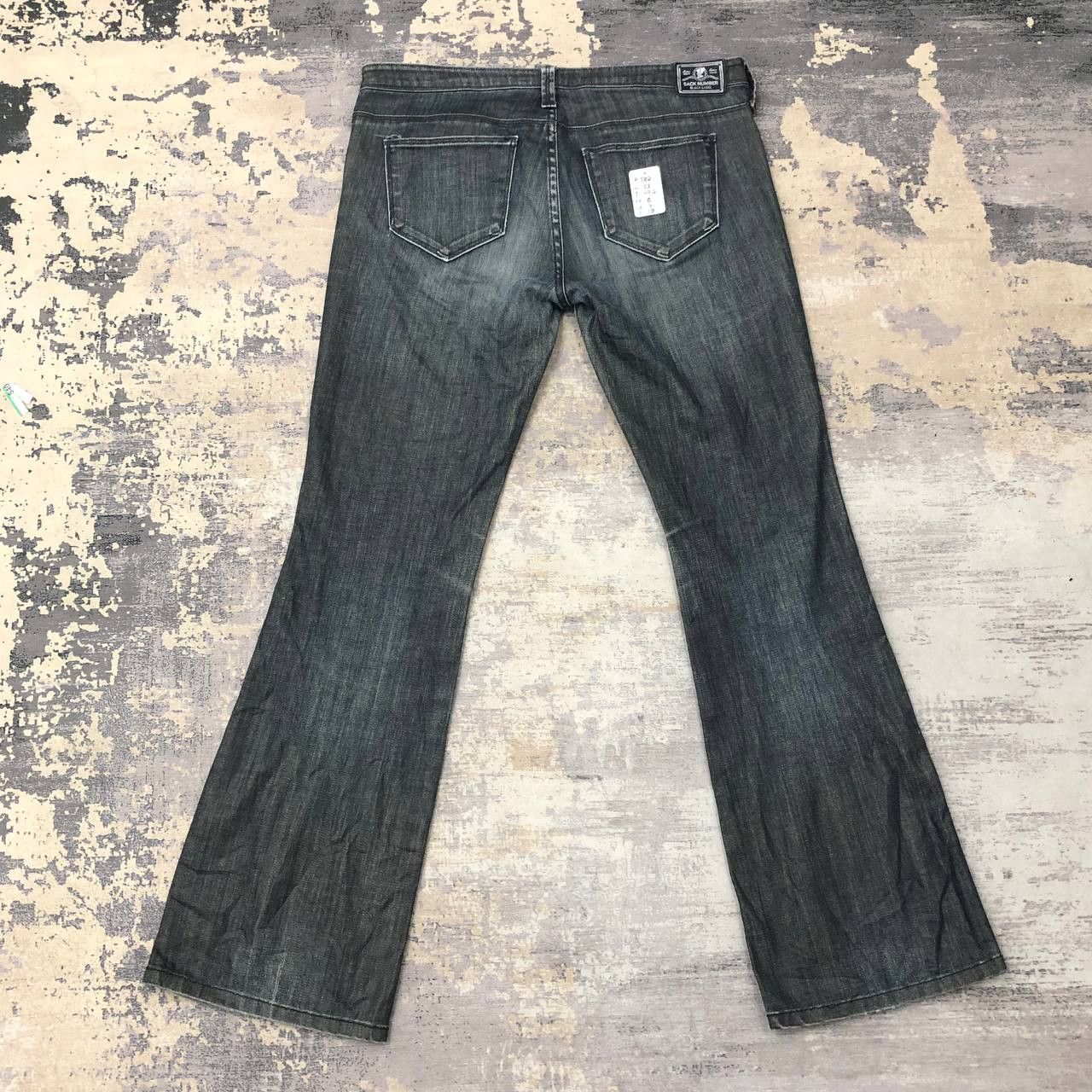 Black Label × Japanese Brand P782 BACK NUMBER BLACK LABEL FLARED JEANS Size 33" - 2 Thumbnail