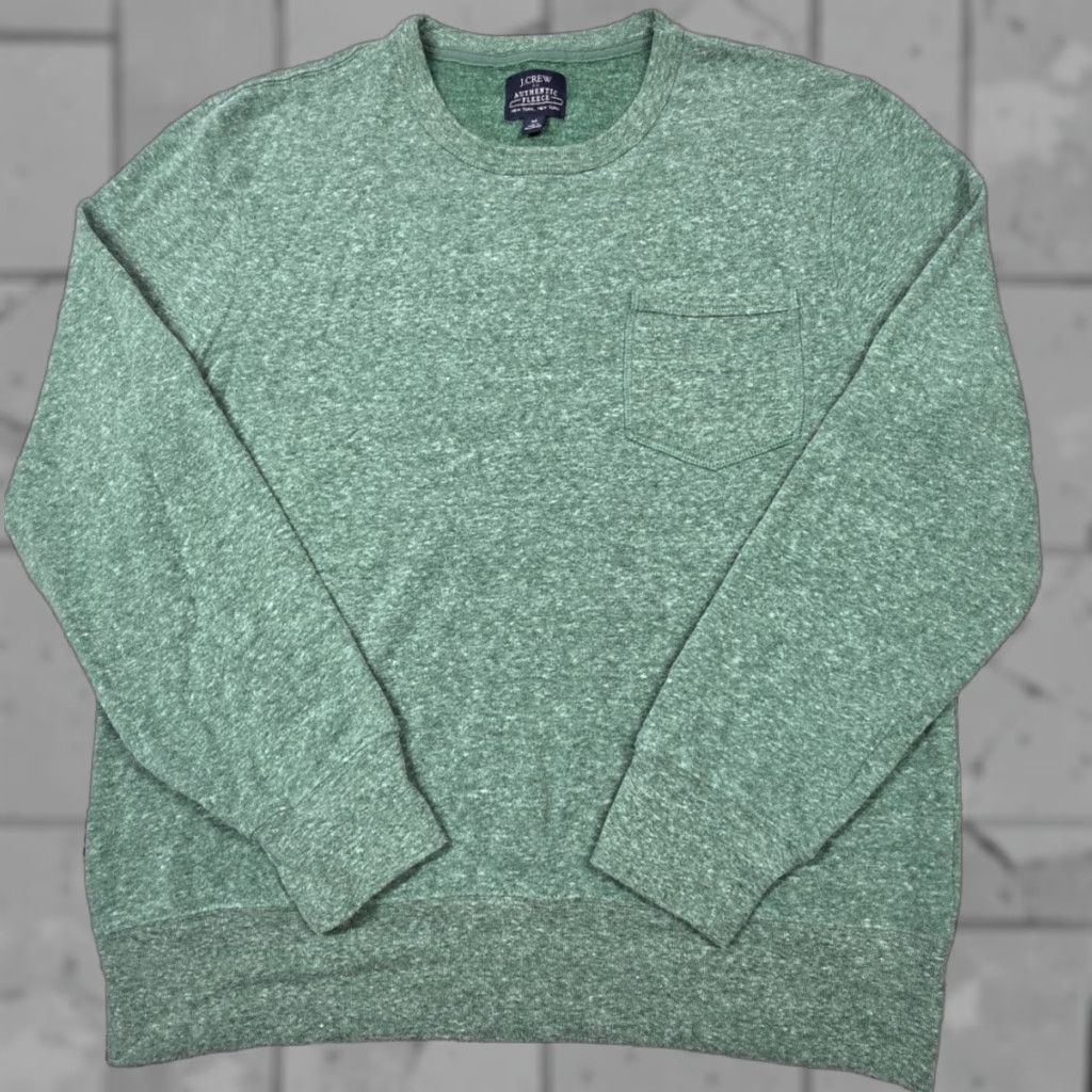 J.Crew J. Crew Authentic Fleece Crew Neck Sweatshirt Heather Green Size M Long Sleeve Mens Regular Pullover Casual All Seasons Pockets Cotton Polyester Size US M / EU 48-50 / 2 - 1 Thumbnail