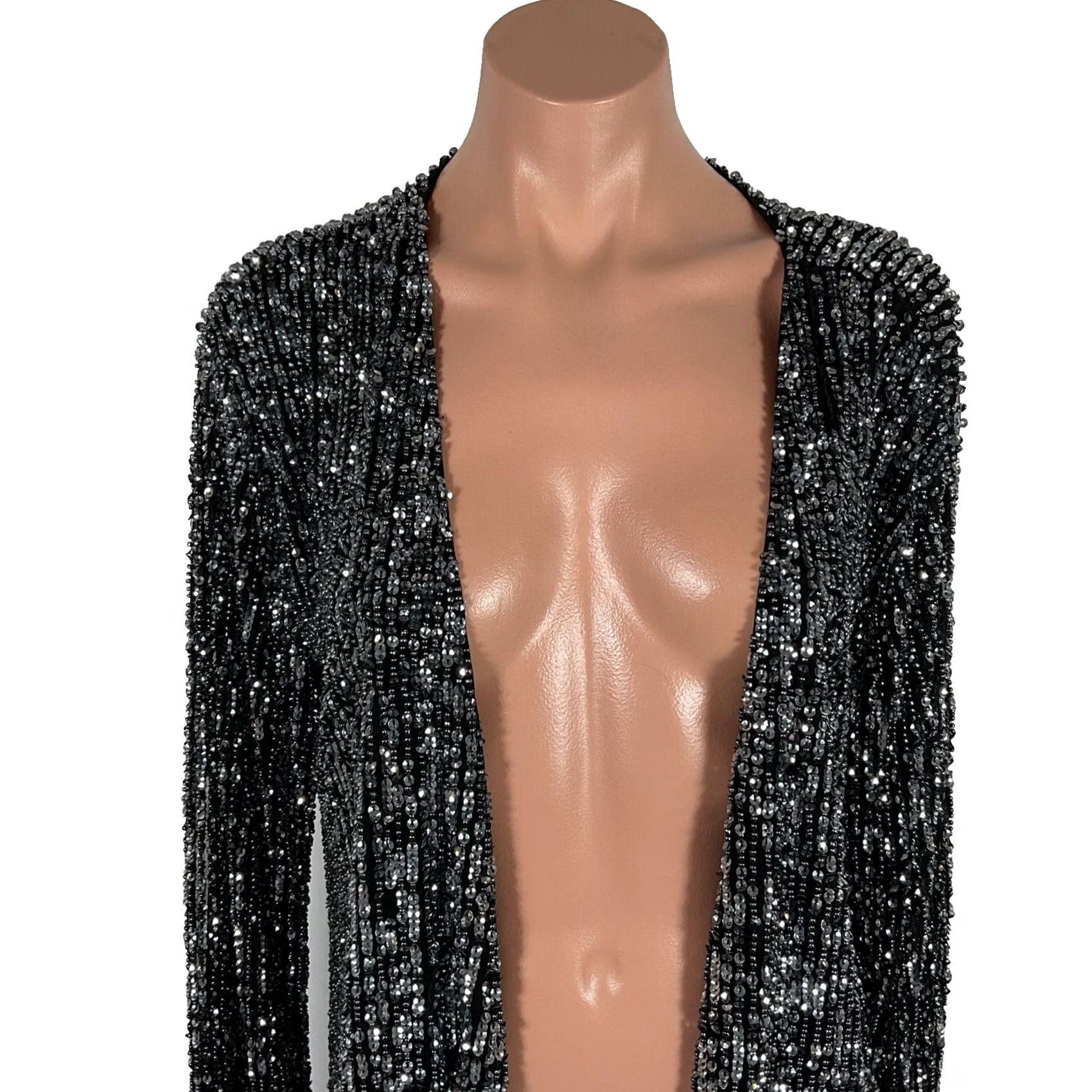 Free People NWT Free People Duster Jacket - Black Oversized 20" Long Sleeve Sz L Vintage Size L / US 10 / IT 46 - 3 Thumbnail