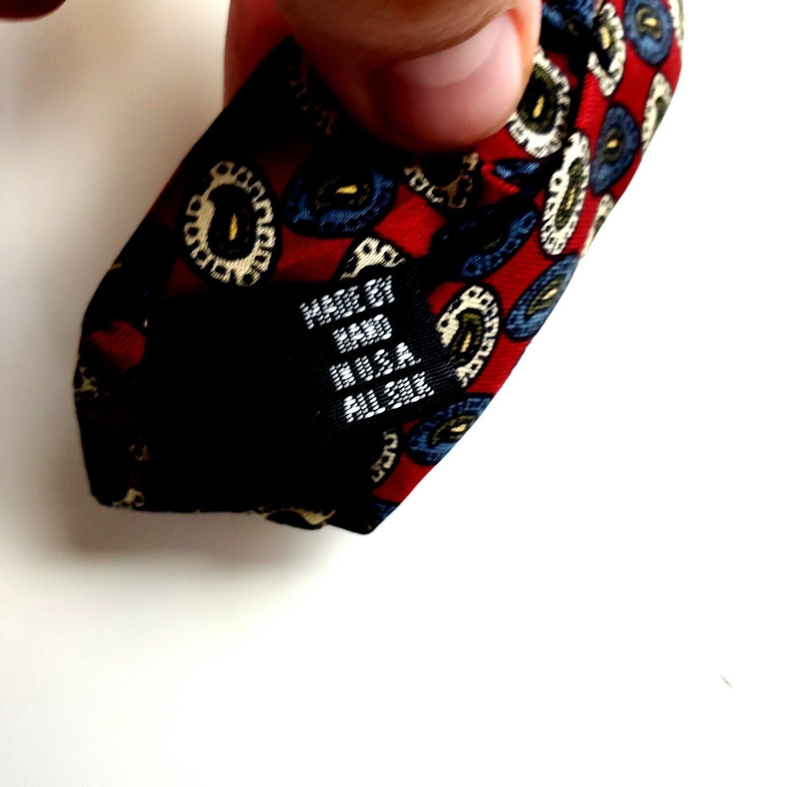 Jos. A. Bank Jos A Bank Silk Tie Red Print Geometric Short USA Size ONE SIZE - 4 Thumbnail