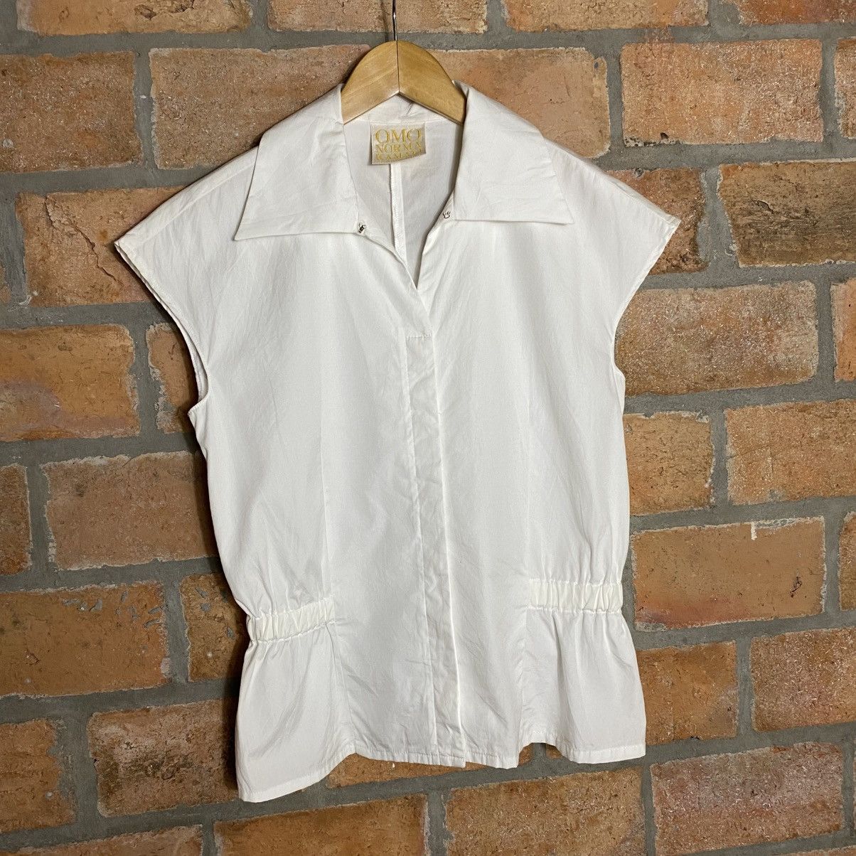Norma Kamali ONO NORMA KAMALI White Cap Sleeve Blouse with Gathered Waist Size XL / US 12-14 / IT 48-50 - 9 Thumbnail