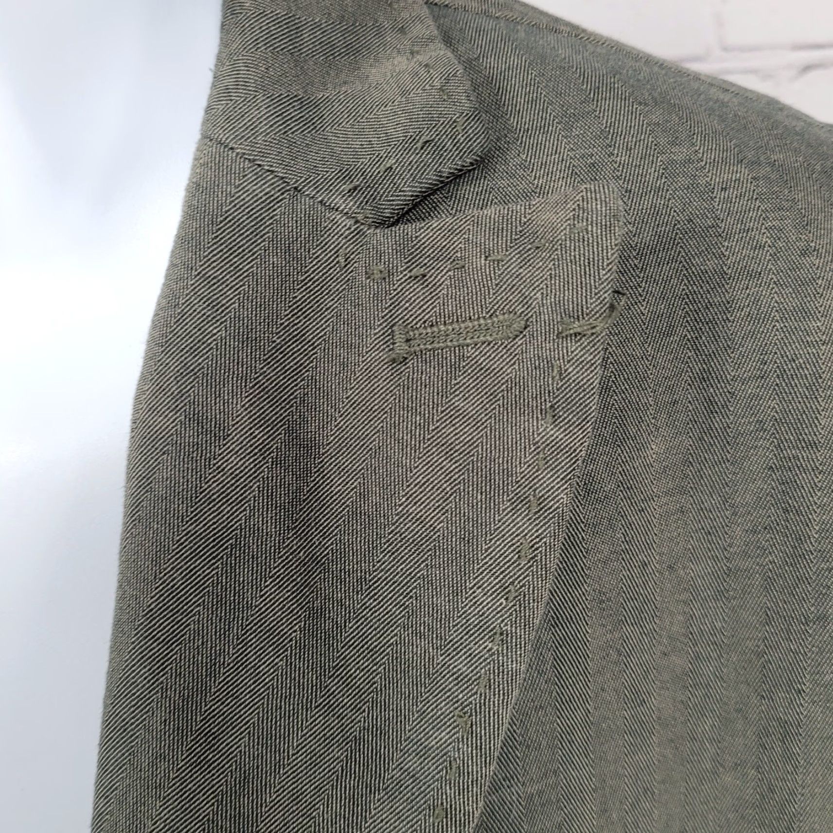 Vintage Structure Green Slim Fit 2 Button Peak Blazer Sport Coat Medium M Size 40R - 5 Thumbnail