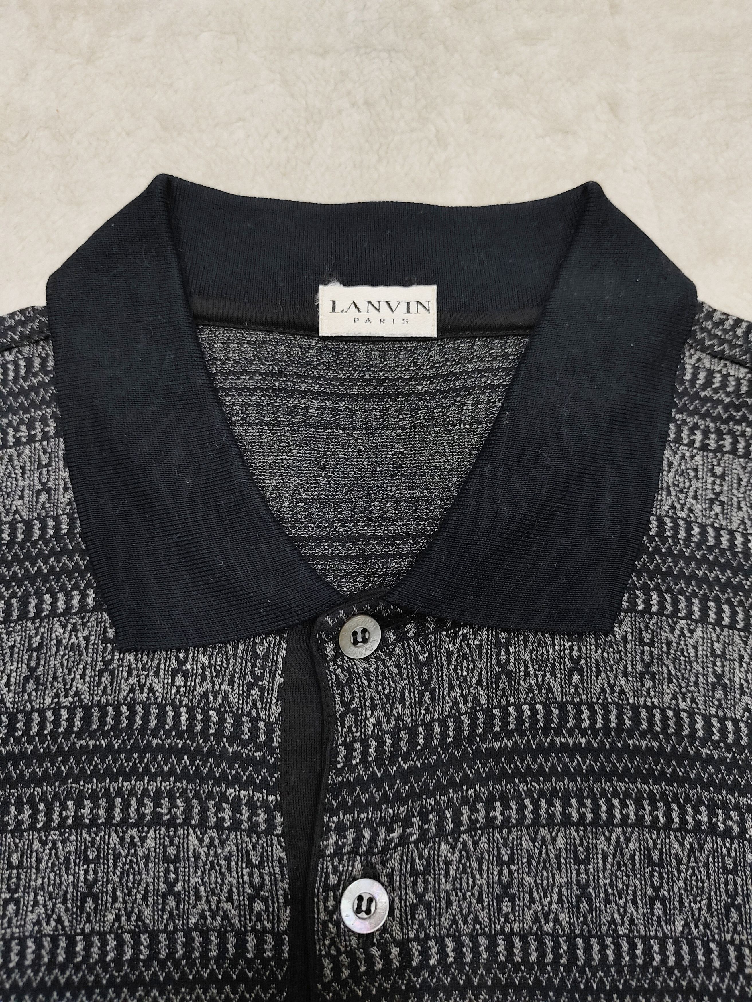Lanvin 90s Lanvin Paris- Monochrome Jacquard Classic Polo Shirt Size US M / EU 48-50 / 2 - 4 Thumbnail