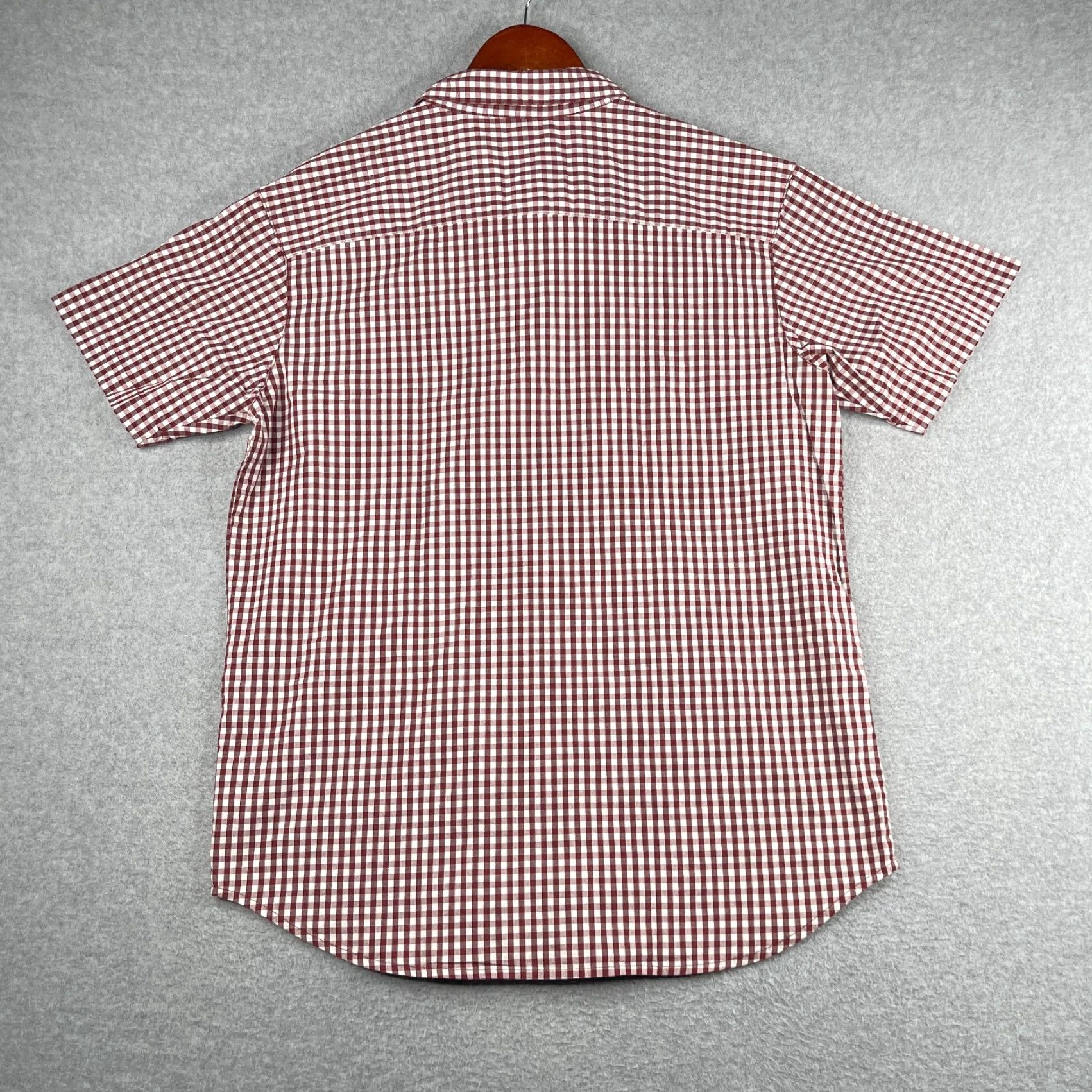Vintage Columbia Shirt Large Burgundy Gingham Check Button-Up Short Sleeve Mens Size US L / EU 52-54 / 3 - 4 Thumbnail