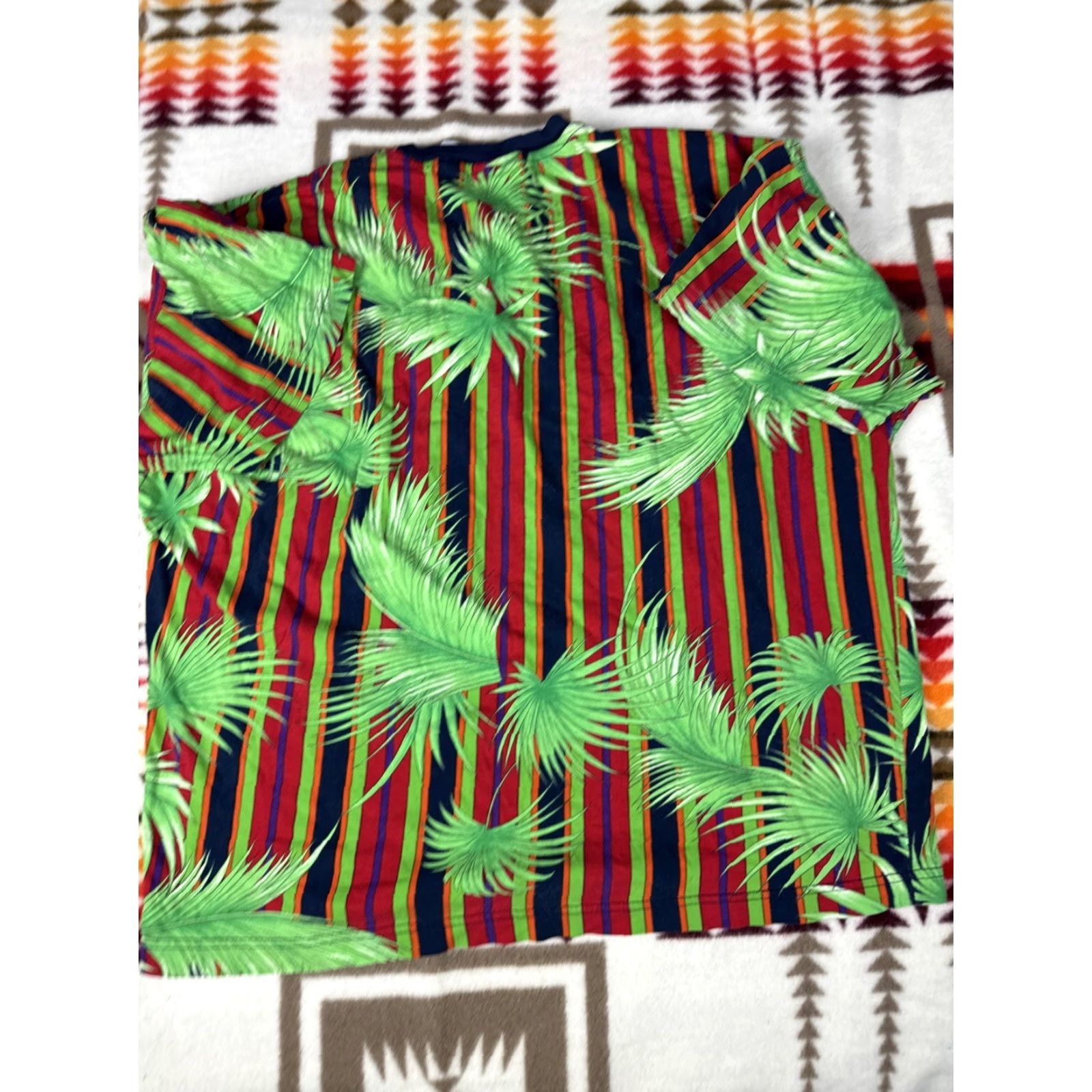 V2 Versace Vintage Stripes Colorful T-Shirt Unisex XL Shirt Mens Multicolor Check Measurements