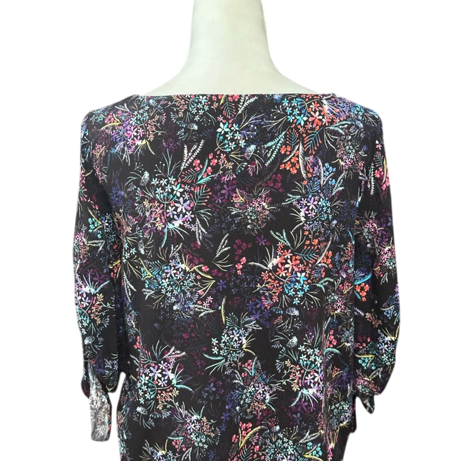 H&M H&M Floral Blouse Scoop Neck Sleeve Slit Relaxed Fit Multi 8 Size M / US 6-8 / IT 42-44 - 6 Thumbnail