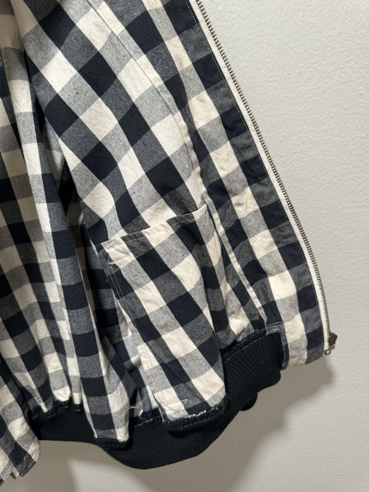 Issey Miyake 1980s iS Logo Black Check Gingham Bomber Jacket Size US L / EU 52-54 / 3 - 6 Thumbnail