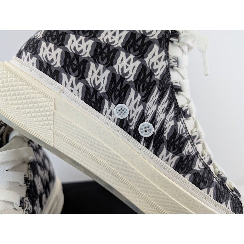 Amiri o1rshd1 Court Hi Allover Logo Sneakers in Black / White Size US 12 / EU 45 - 21 Thumbnail