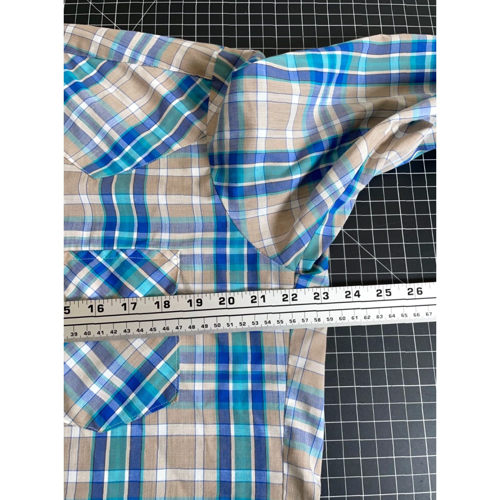Vintage VINTAGE 80s Western Shirt Plaid Gray Blue Pearl Snap Lightweight Cotton Blend Cowboy Size US L / EU 52-54 / 3 - 5 Thumbnail