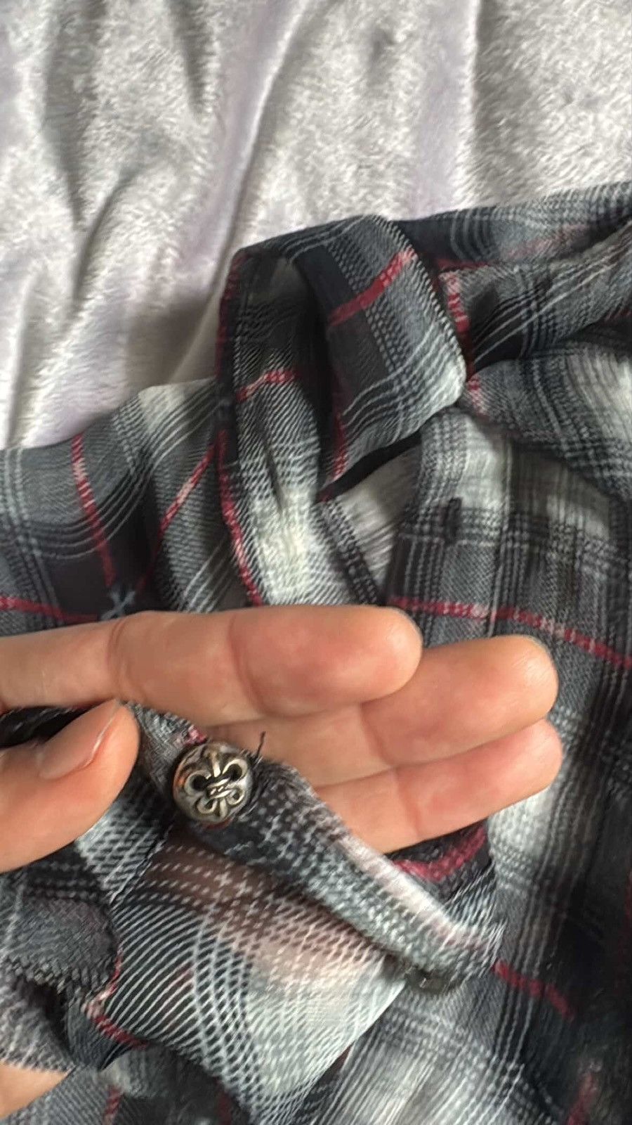 Chrome Hearts Chrome hearts vintage shadow plaid cross patch shirts Size US L / EU 52-54 / 3 - 4 Thumbnail