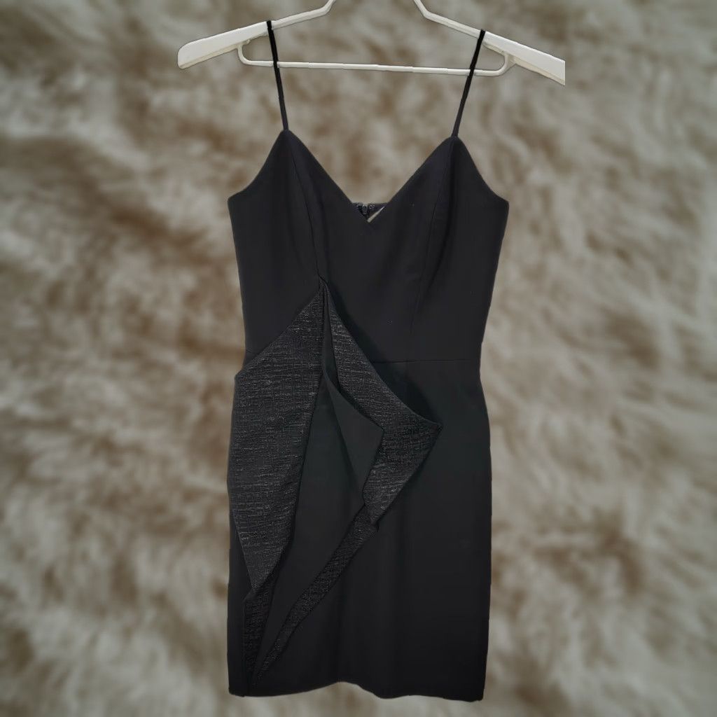 Vintage Women's Tristan And Trista Bodycon Black Mini Leaf Dress Cocktail Sleeveless V-Neck Zip Sz 4 Shirt Dresses Womens Size S / US 4 / IT 40 - 1 Thumbnail