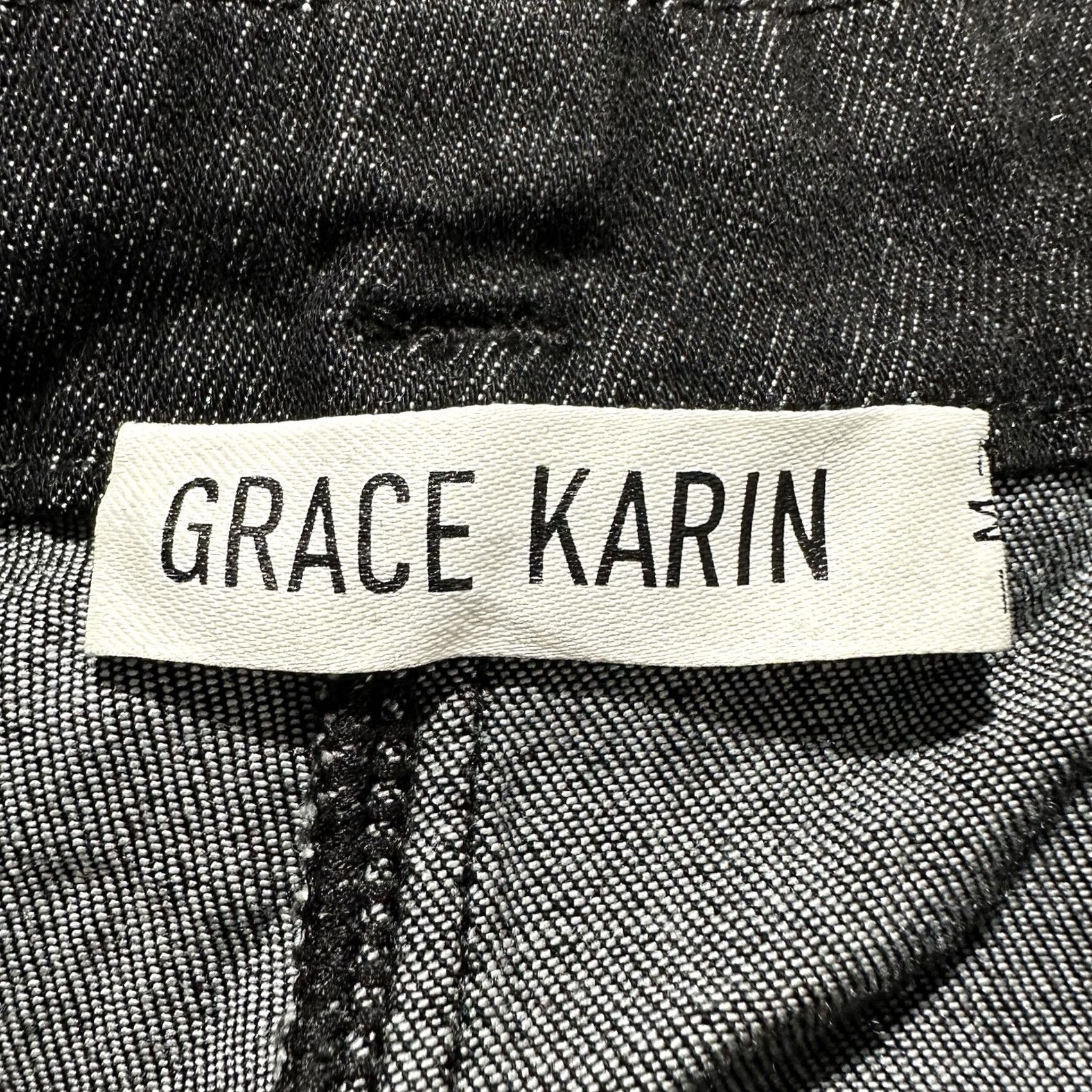 Vintage Grace Karin Pants Womens Medium Black Chambray Paperbag Waist Trousers Tied EUC Size 32" / US 10 / IT 46 - 7 Thumbnail