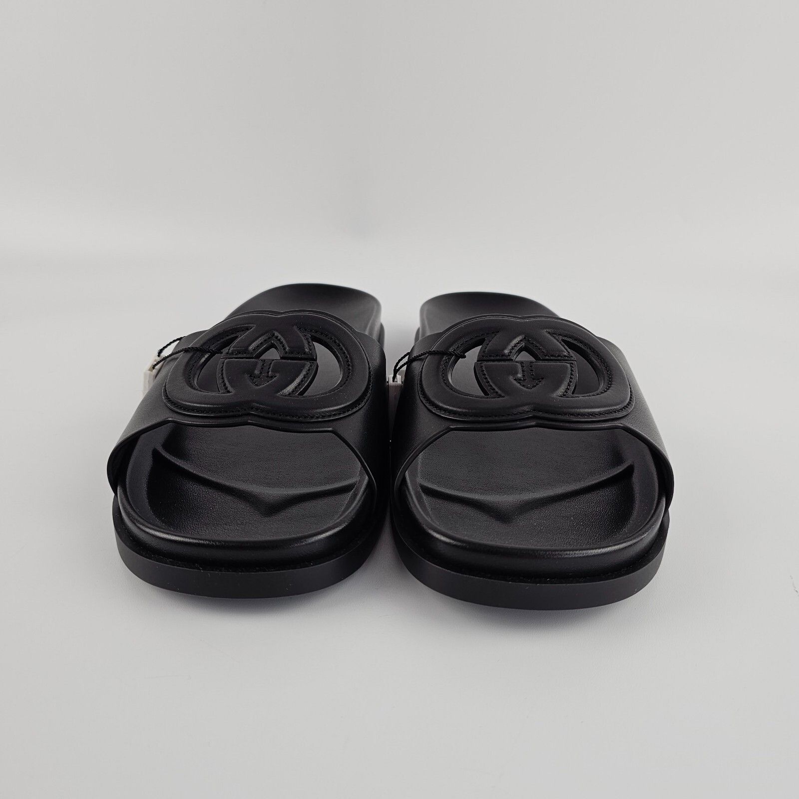 Gucci GUCCI Interlocking G $920 Black Leather Sandals New & Authen Size US 7 / IT 37 - 5 Thumbnail
