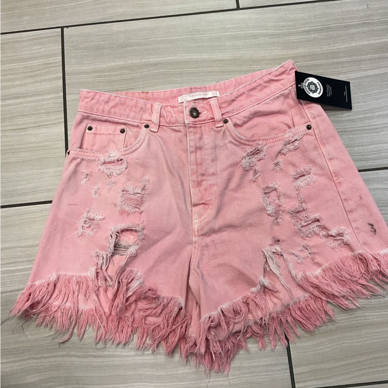 Zara Zara Distressed Frayed Pink Shorts Size 28" / US 6 / IT 42 - 6 Thumbnail