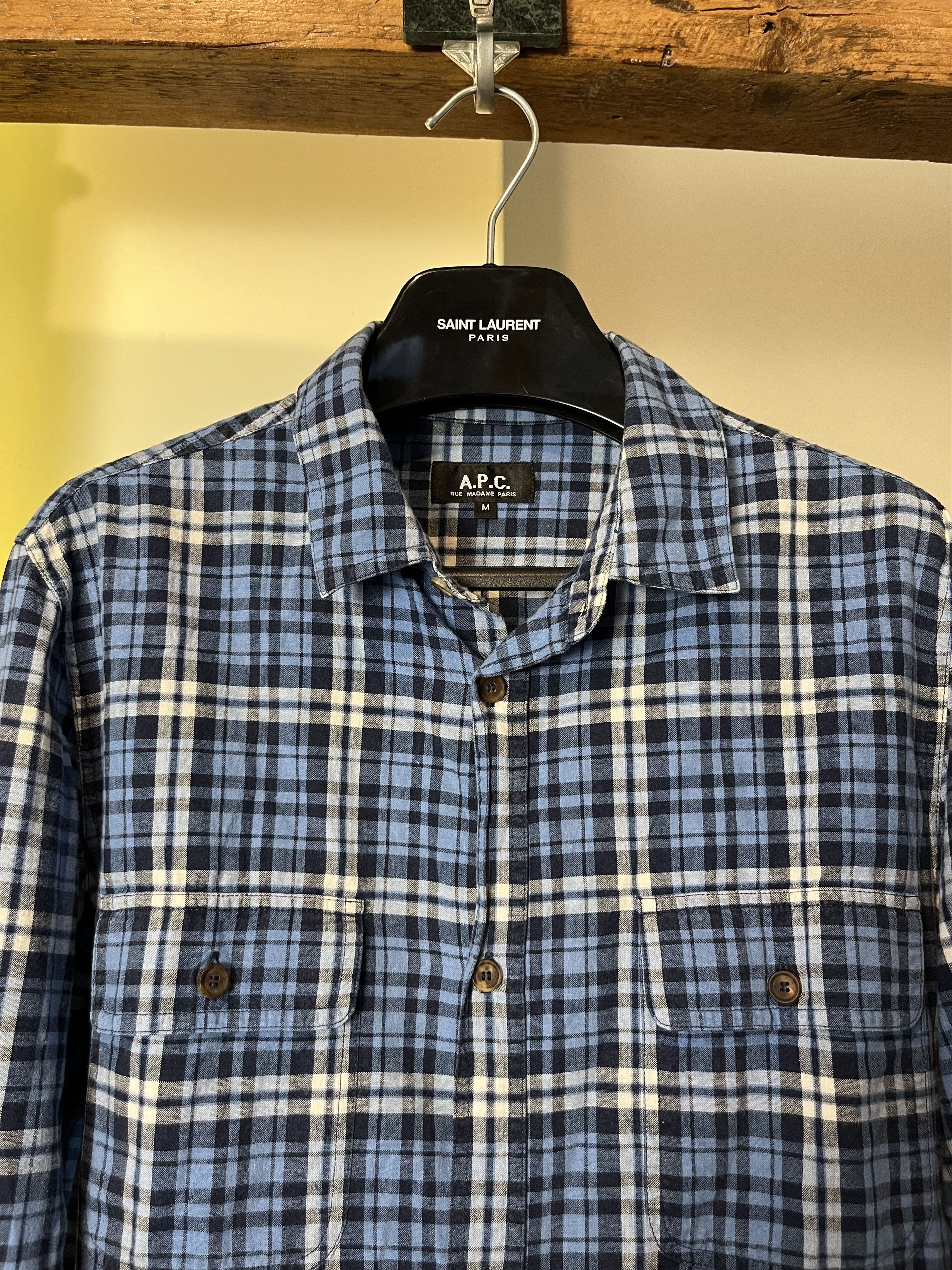 A.P.C. × Designer A.P.C Checked Blue Cotton Shirt Size US M / EU 48-50 / 2 - 3 Thumbnail