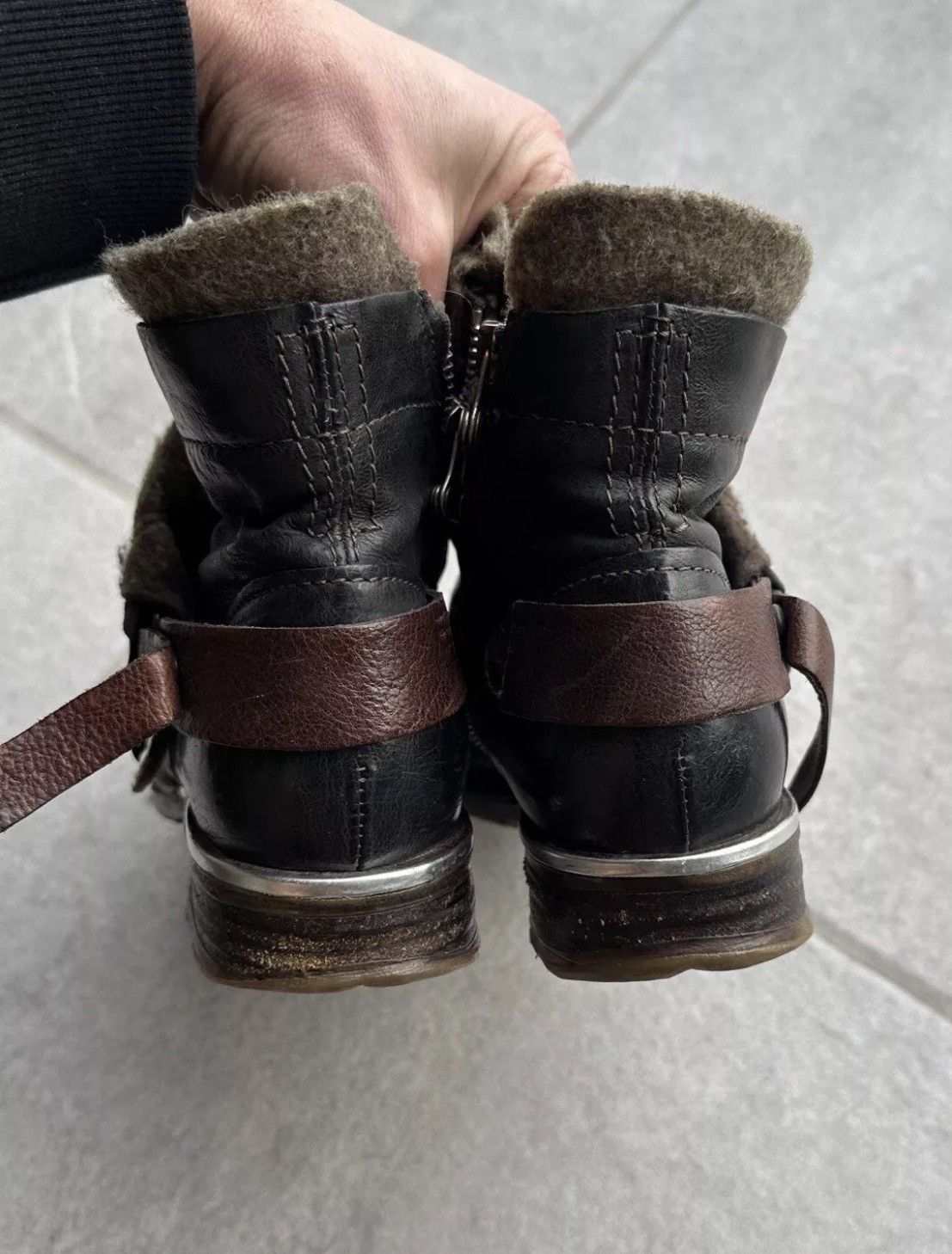 A.S.98 A.S.98 Airstep Womens Leather Wool Stripe Ankle Boots Gothic Size US 9 / IT 39 - 7 Thumbnail
