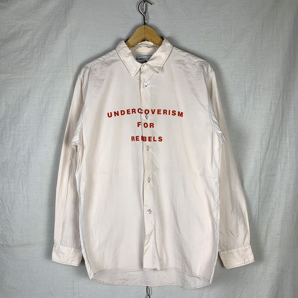 image of Undercoverism For Rebels Button Up Shirt in Peach, Men's (Size Medium)