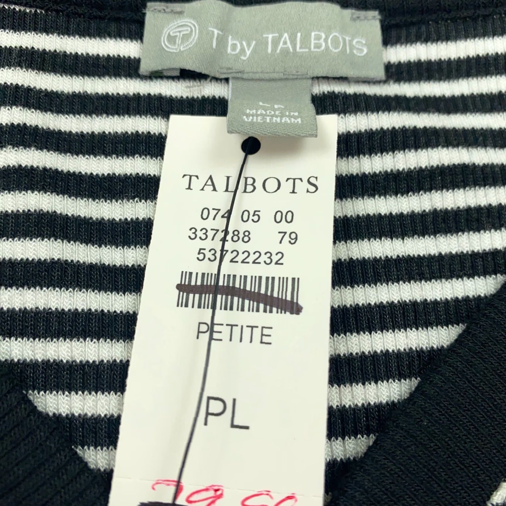 Talbots TALBOTS Dress Sleeveless Petite Large Black White Striped V-Neck Sundress Casual NWT Womens Size L / US 10 / IT 46 - 4 Thumbnail
