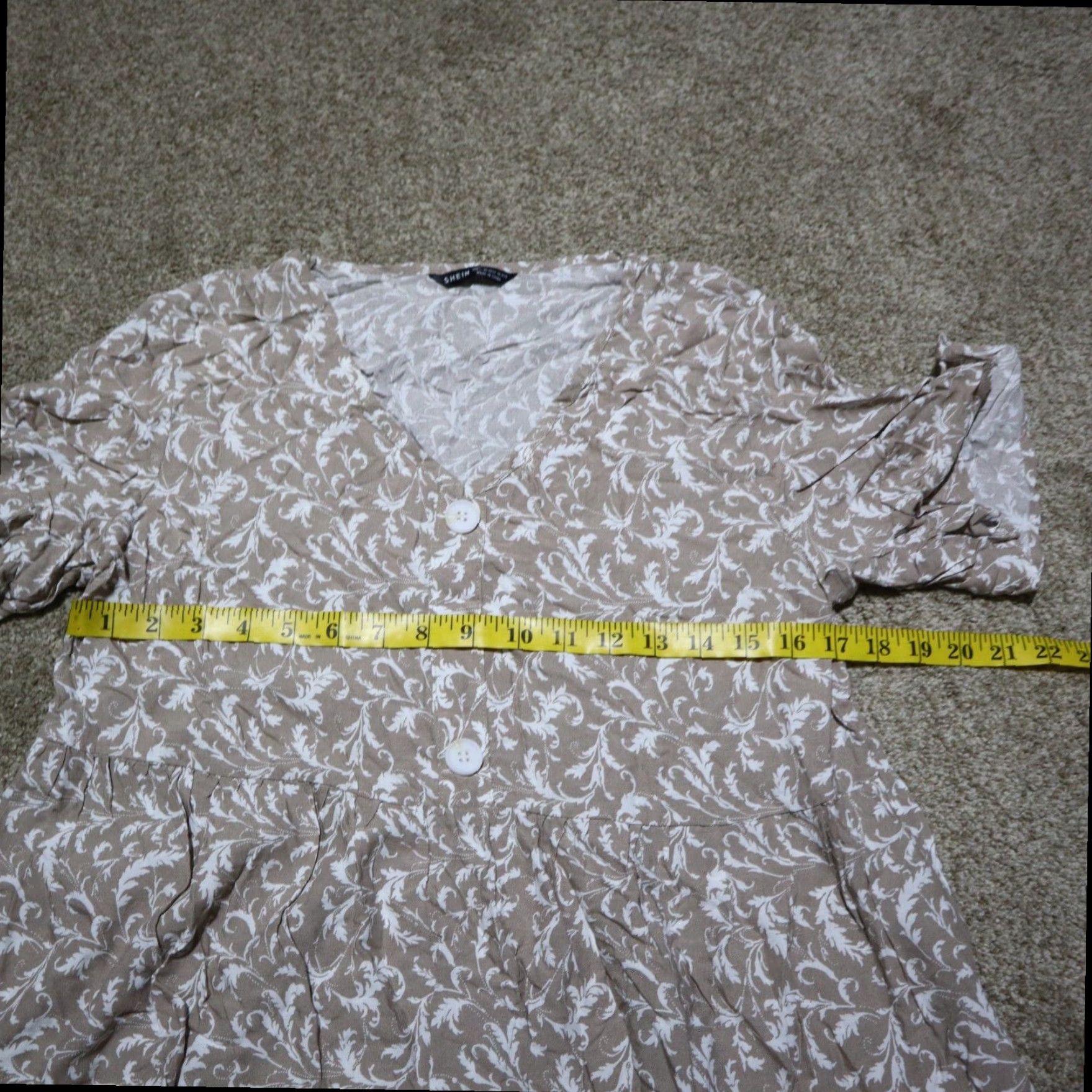 Shein SheIn Floral Hawaiian Short Sleeve Tunic Dress Womens Large Brown Size L / US 10 / IT 46 - 4 Thumbnail