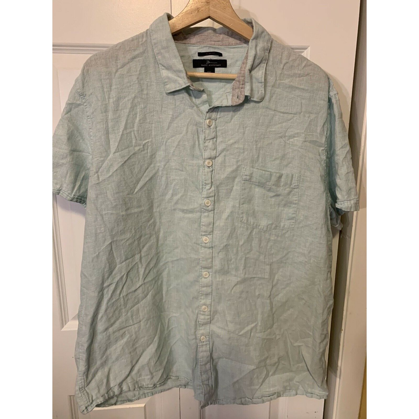 Marc Anthony Marc Anthony Men’s Sz XXL Button Shirt Green Linen Blend Bu Size US XXL / EU 58 / 5 - 4 Thumbnail