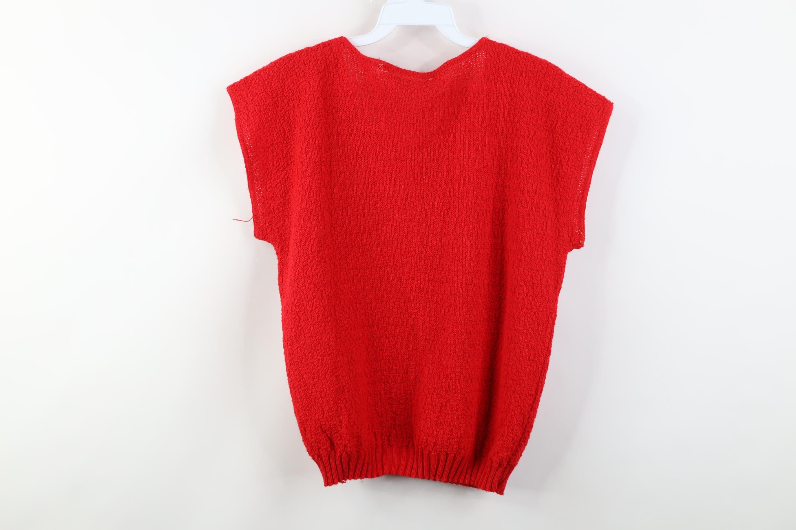 Vintage Vintage 70s 80s Dolman Sleeve Knit Sweater Vest Red USA Size M / US 6-8 / IT 42-44 - 9 Thumbnail
