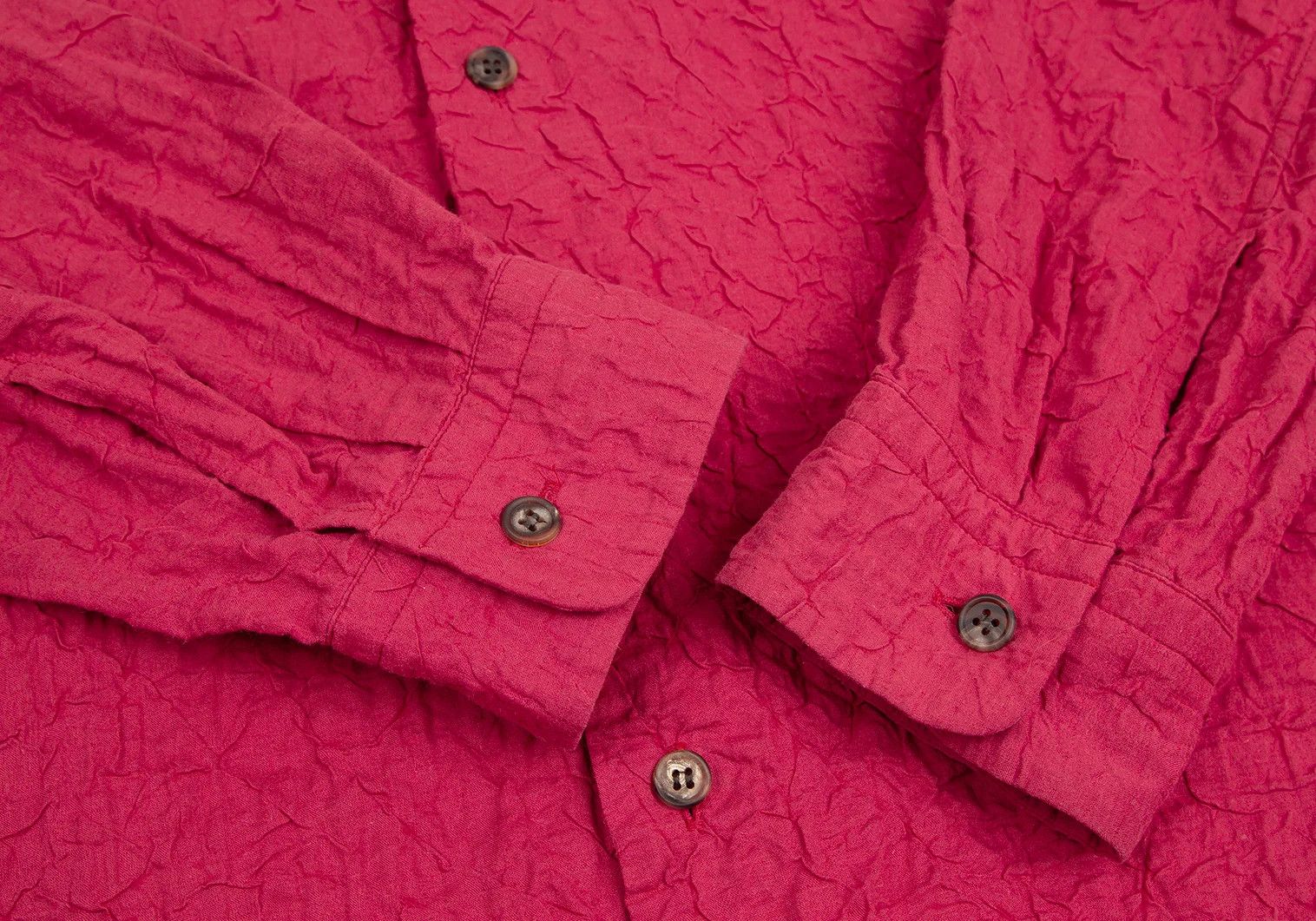 Issey Miyake Cotton Wrinkle Pleats Shirt in Red Size US L / EU 52-54 / 3 - 8 Thumbnail