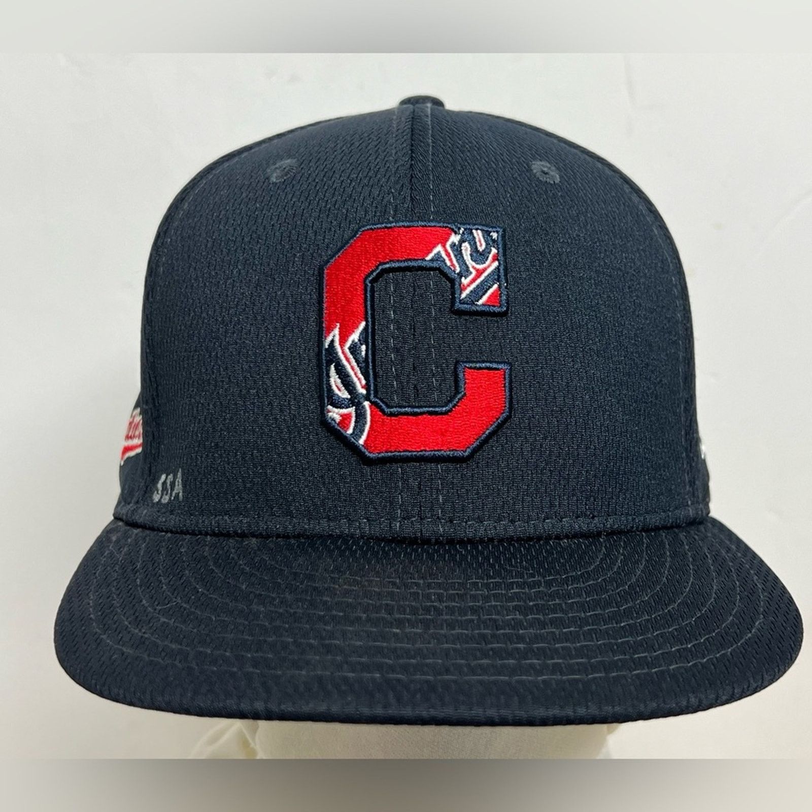 New Era Game Worn Cleveland Indians On-Field Batting Hat 7 1/4 Size ONE SIZE - 1 Thumbnail