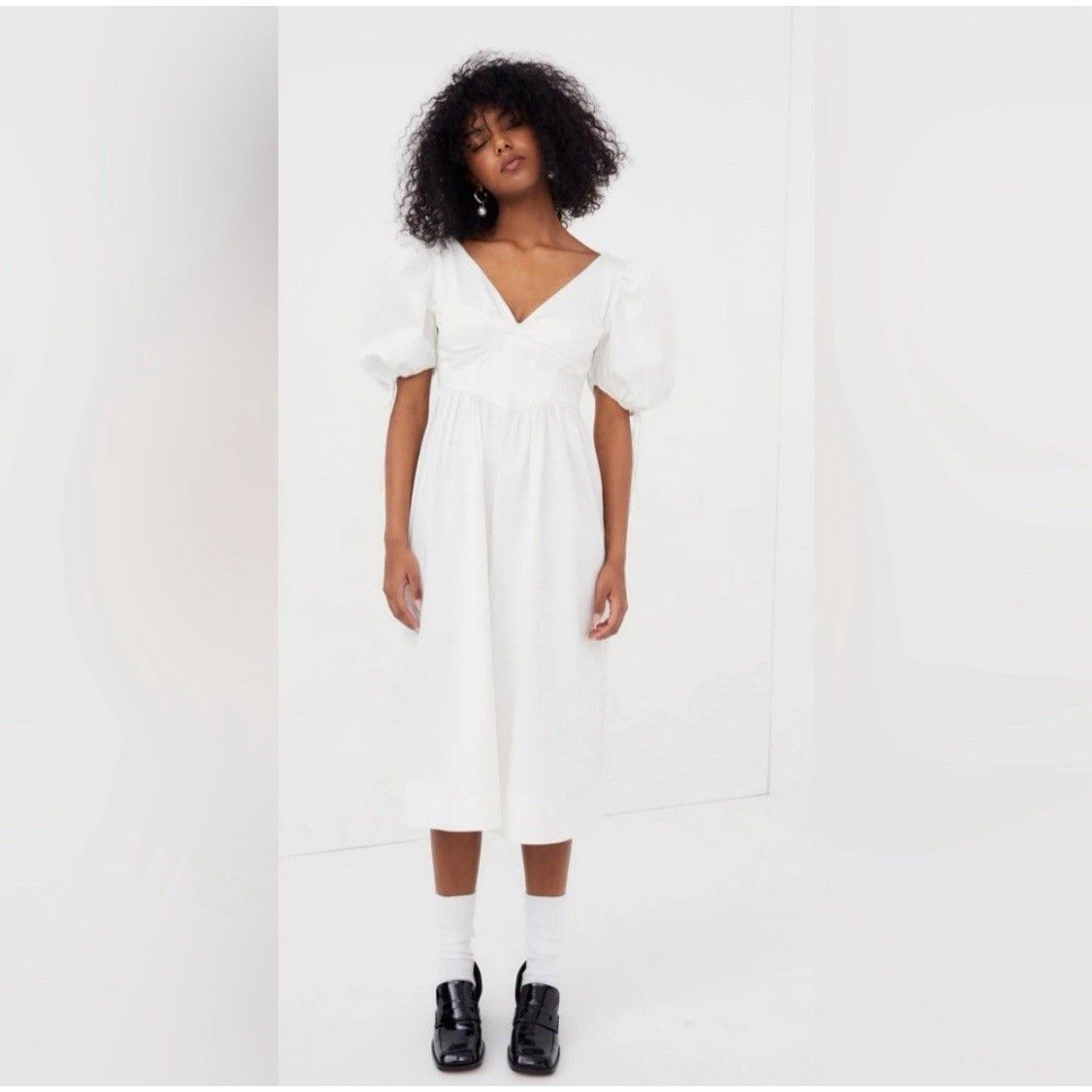 For Love & Lemons NWT For Love & Lemons White Corset Jocelyn Midi Peasant Dres Size S / US 4 / IT 40 - 1 Thumbnail