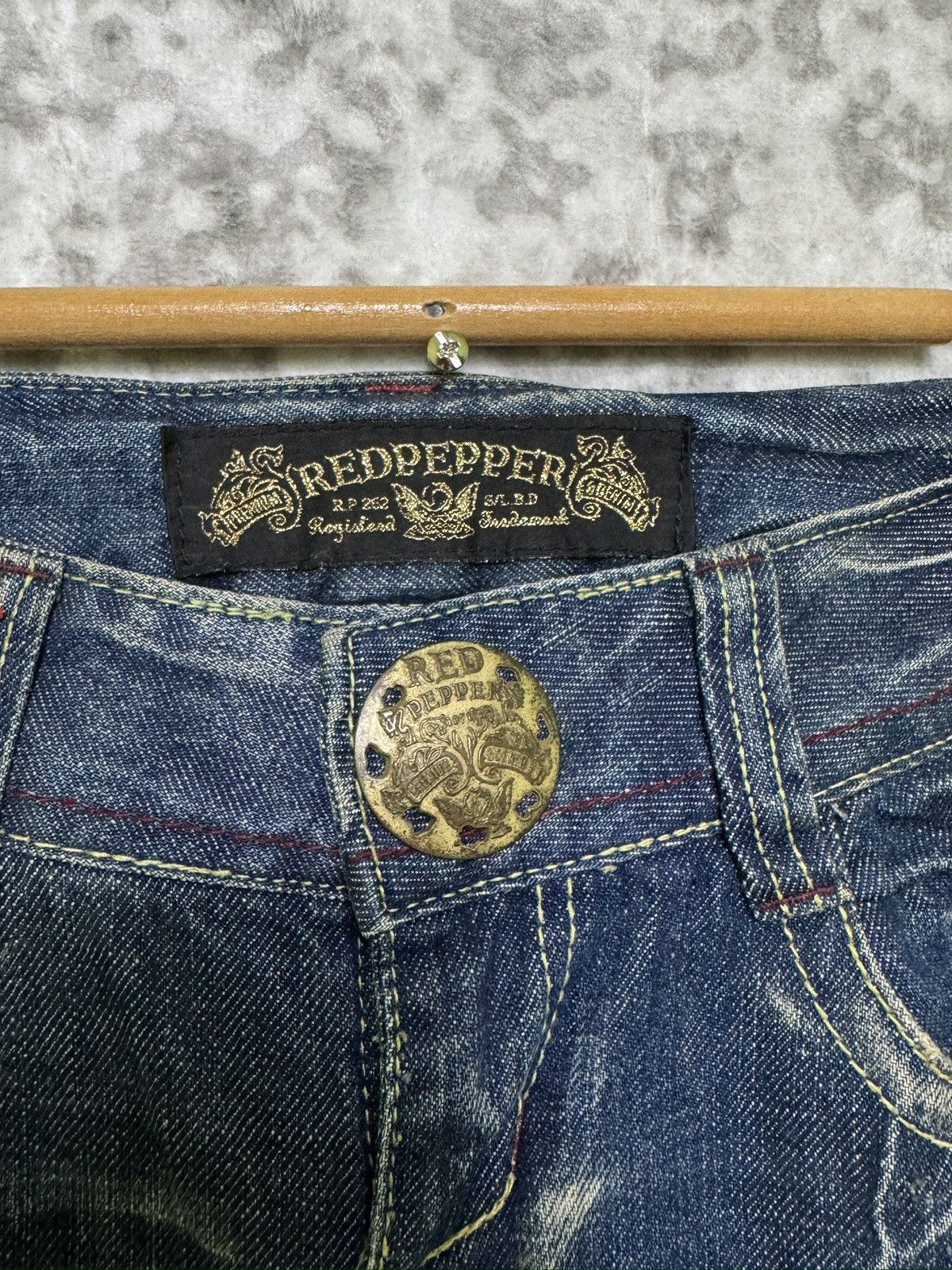 Ed Hardy Y2K Red Pepper Embroidery Mud Wash Finish Flared Jeans Size US 28 / EU 44 - 7 Thumbnail