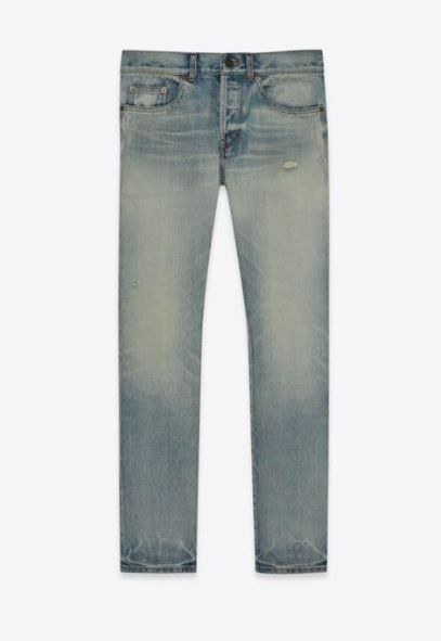 image of Saint Laurent Paris Oc11Z0124 Etienne Pants In Light Ashy Fall Blue Denim, Men's (Size 32)