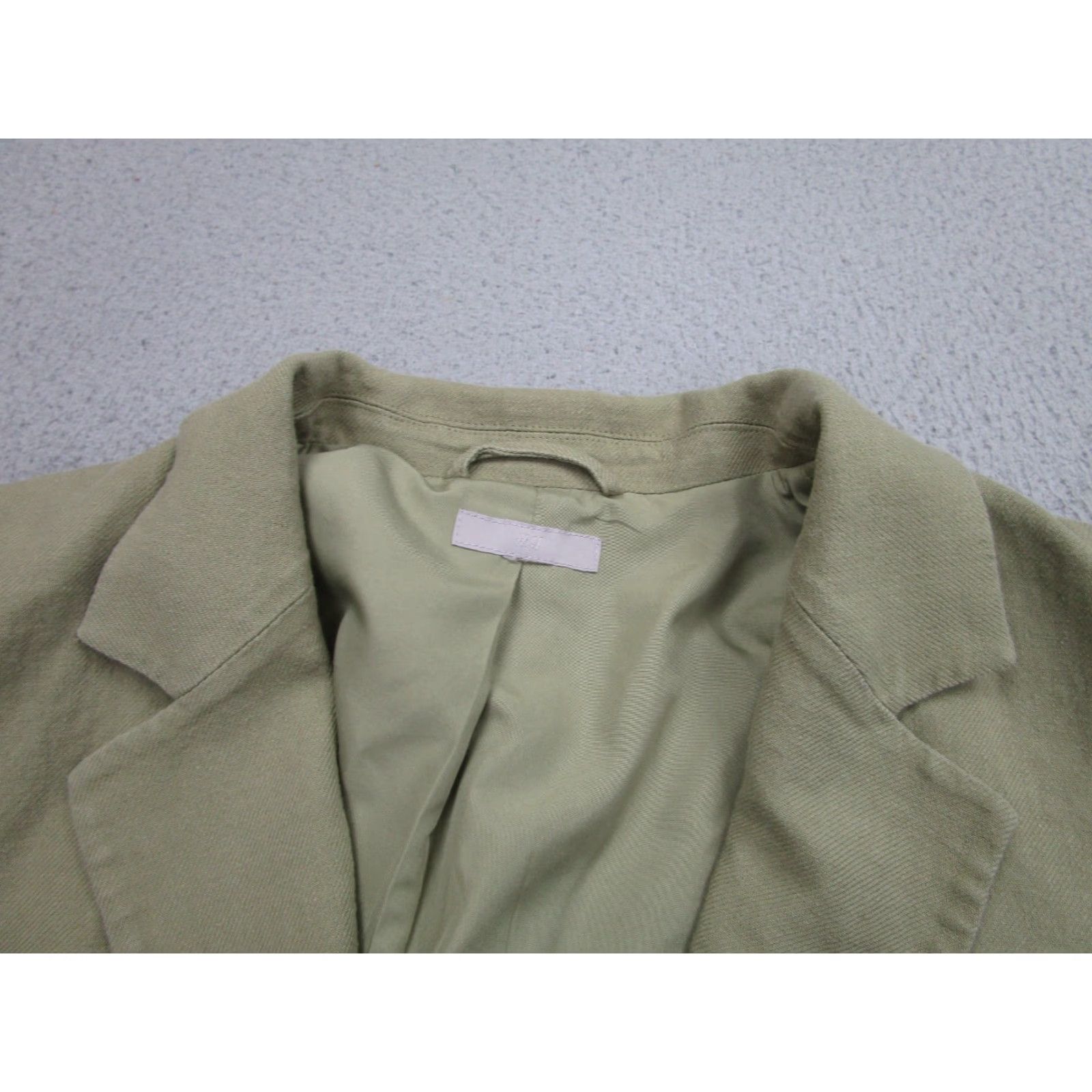 H&M H&M Blazer Mens L Linen Jacket Coast Travel Preppy Notch Lapel Slim 2 Piece Olive Green/Olive Beige Green Solid Size 42R - 3 Thumbnail