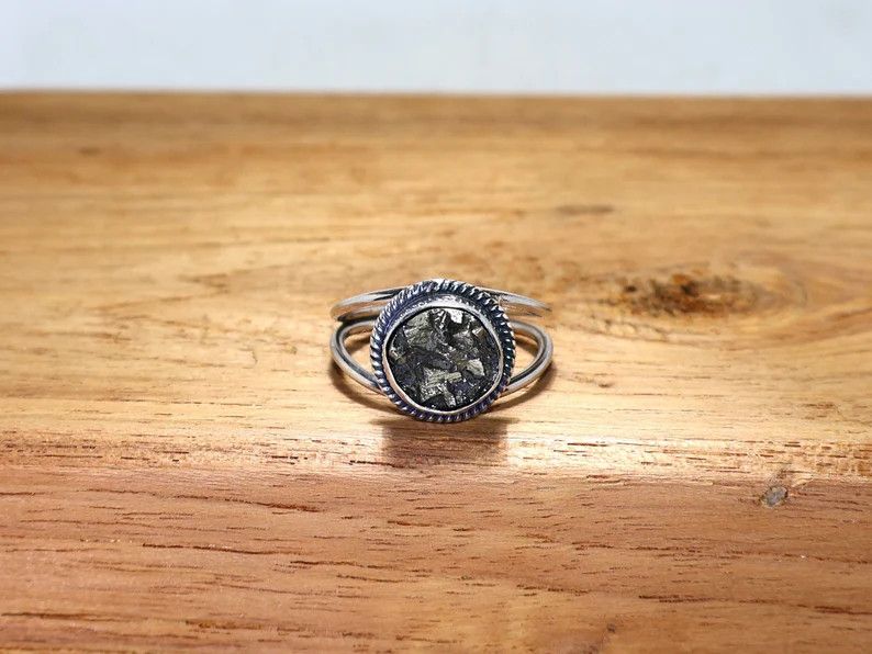 Handmade Handmade Pyrite Sterling Silver Ring: Designer Promise Ring Size ONE SIZE - 2 Thumbnail