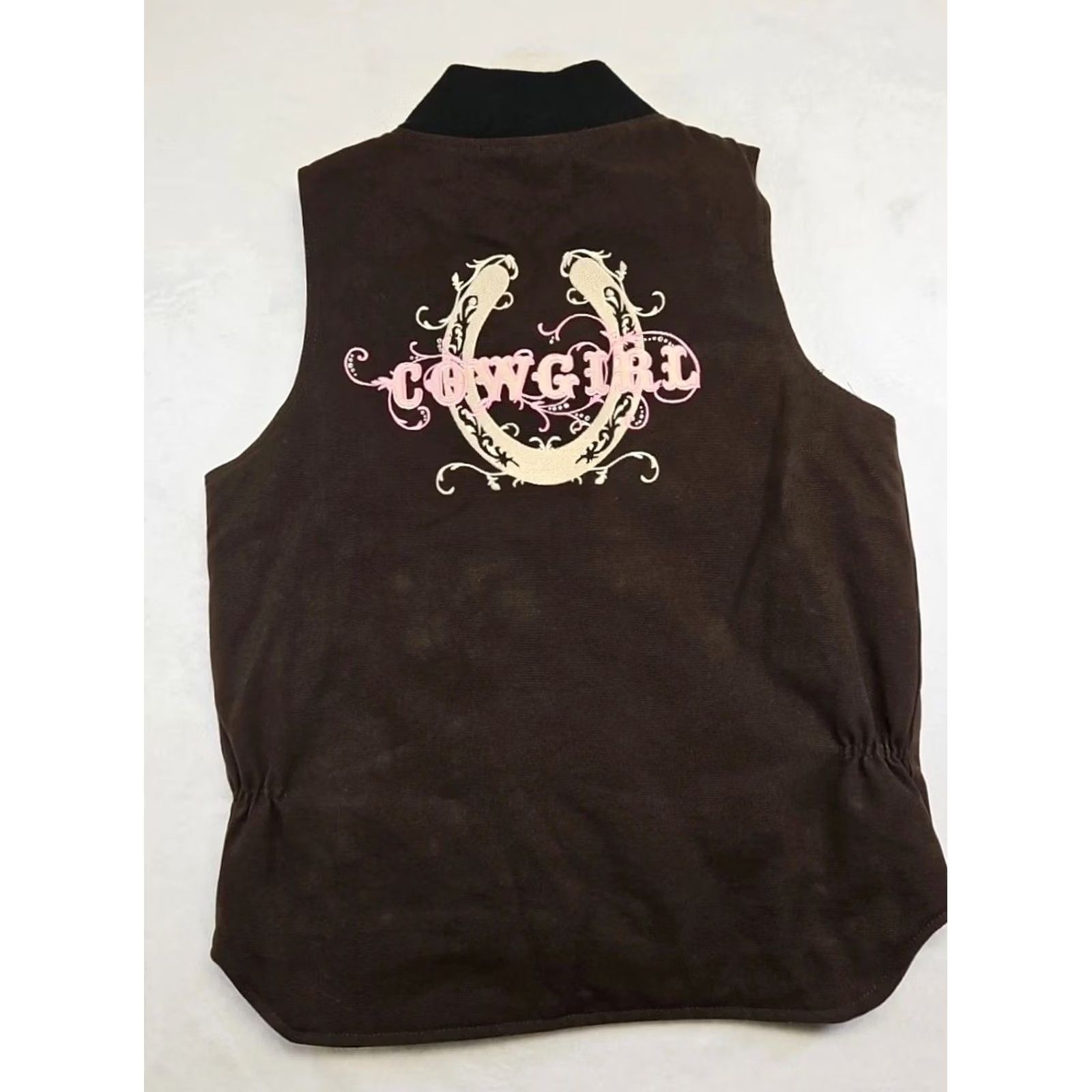 Vintage VINTAGE Y2K Cowgirl Western Zip Vest Brown Horseshoe Graphic Ransom Ranch Size M Women Embroidered Cotton Zip Vest Western Mens Women Girls? Size M / US 6-8 / IT 42-44 - 7 Thumbnail