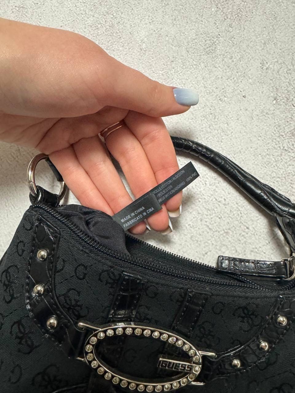 Guess × Vintage Vintage Guess Baguette Bag Mini Rhinestones Black Size ONE SIZE - 6 Thumbnail