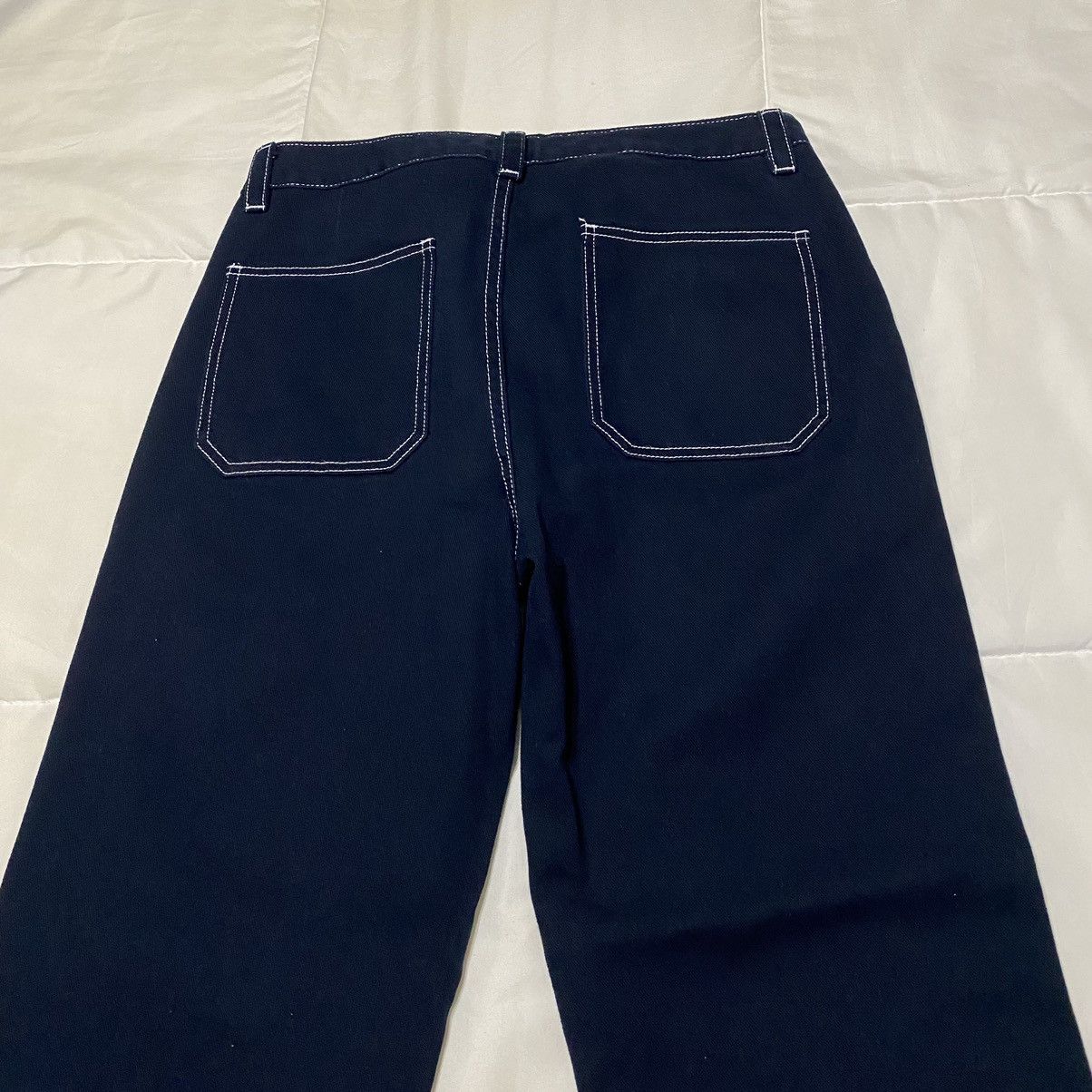 Forever 21 Dark Blue Contrast Stitch Carpenter Pants Size US 33 - 7 Thumbnail